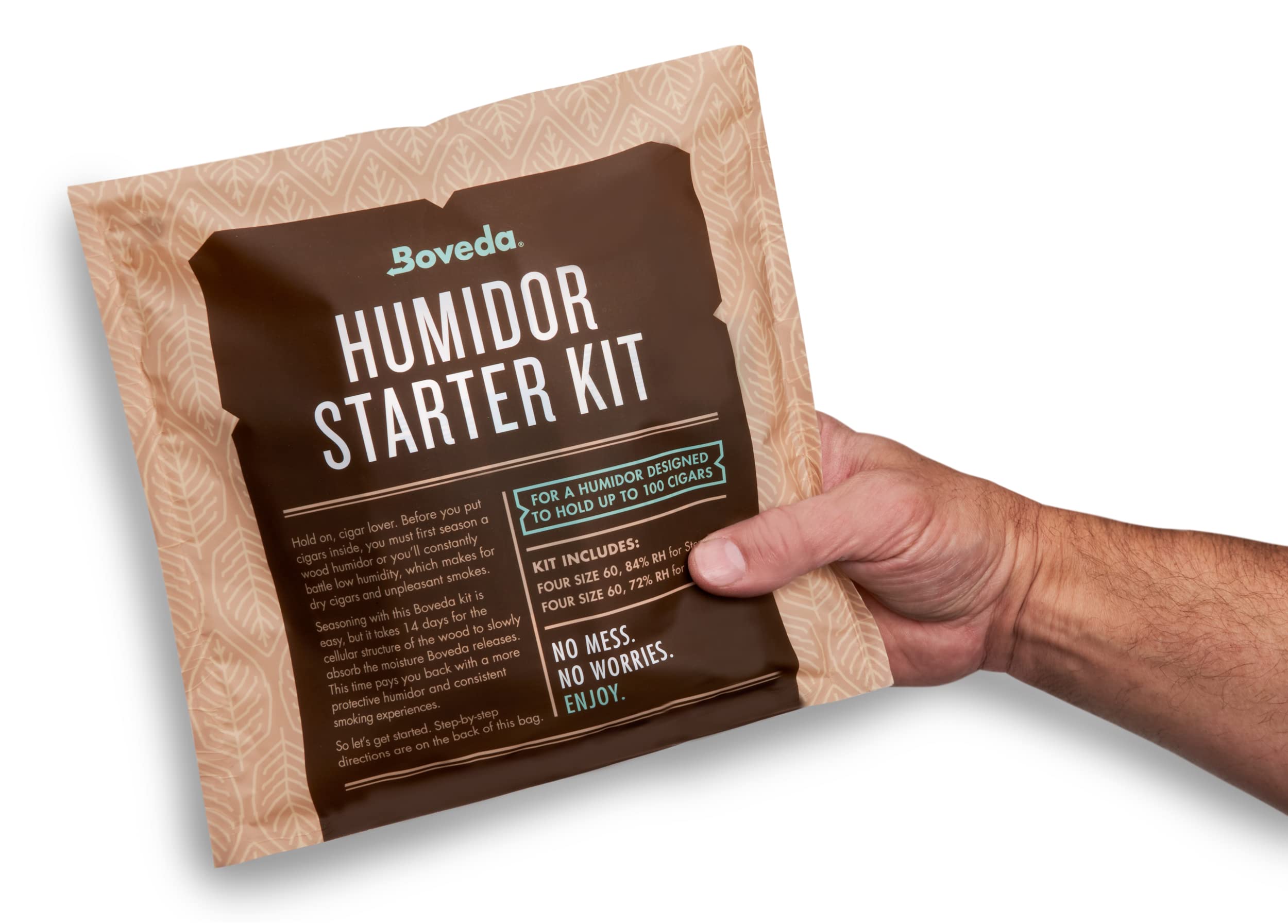 Boveda Starter Kit Bundle: Season A Wood Storage Box Plus Maintain Humidity With 2 Way Humidity Control | Includes (2) Each Size