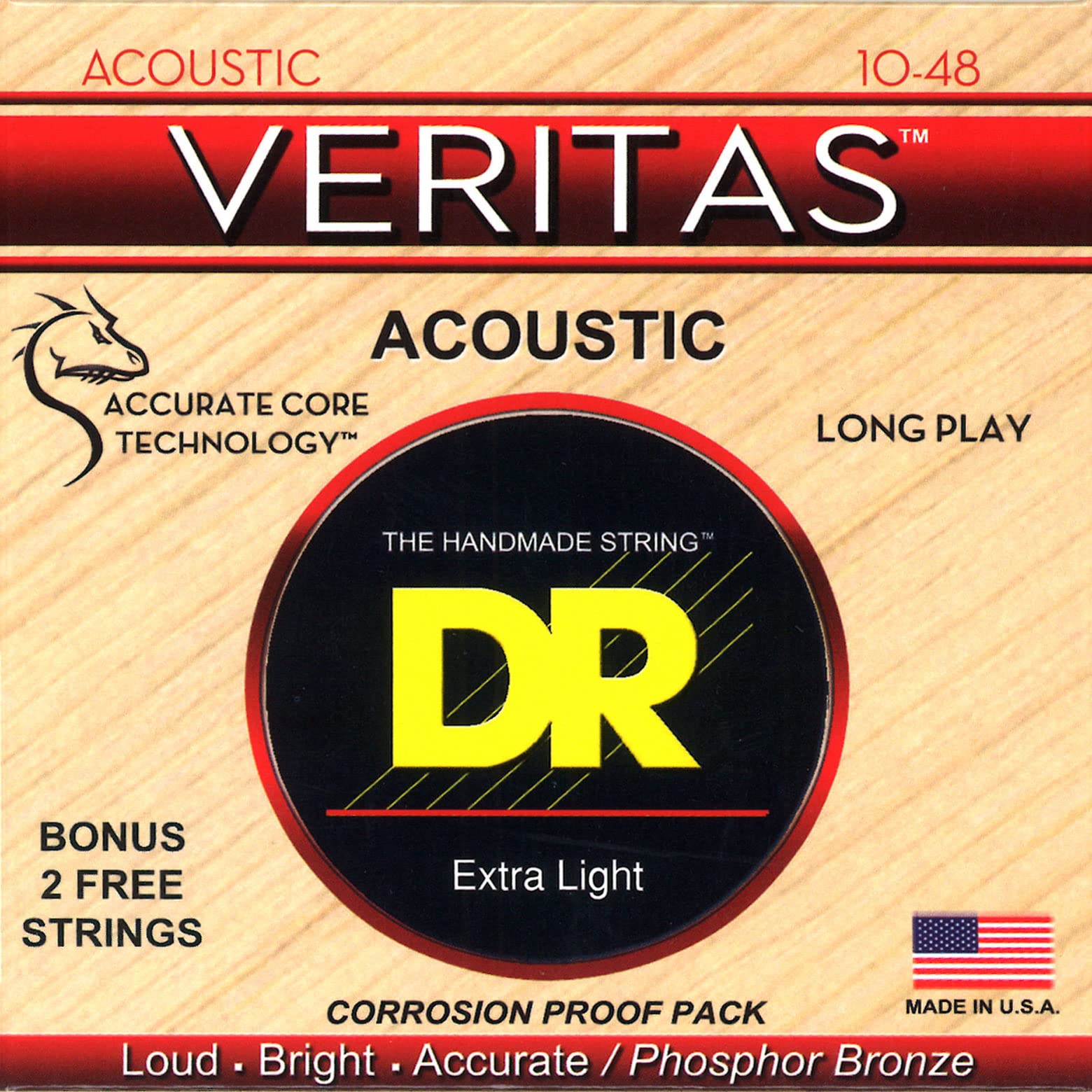 Dr Strings Vta 10 Veritas Phosphor Bronze Acoustic Guitar String 10 48 Extra Light