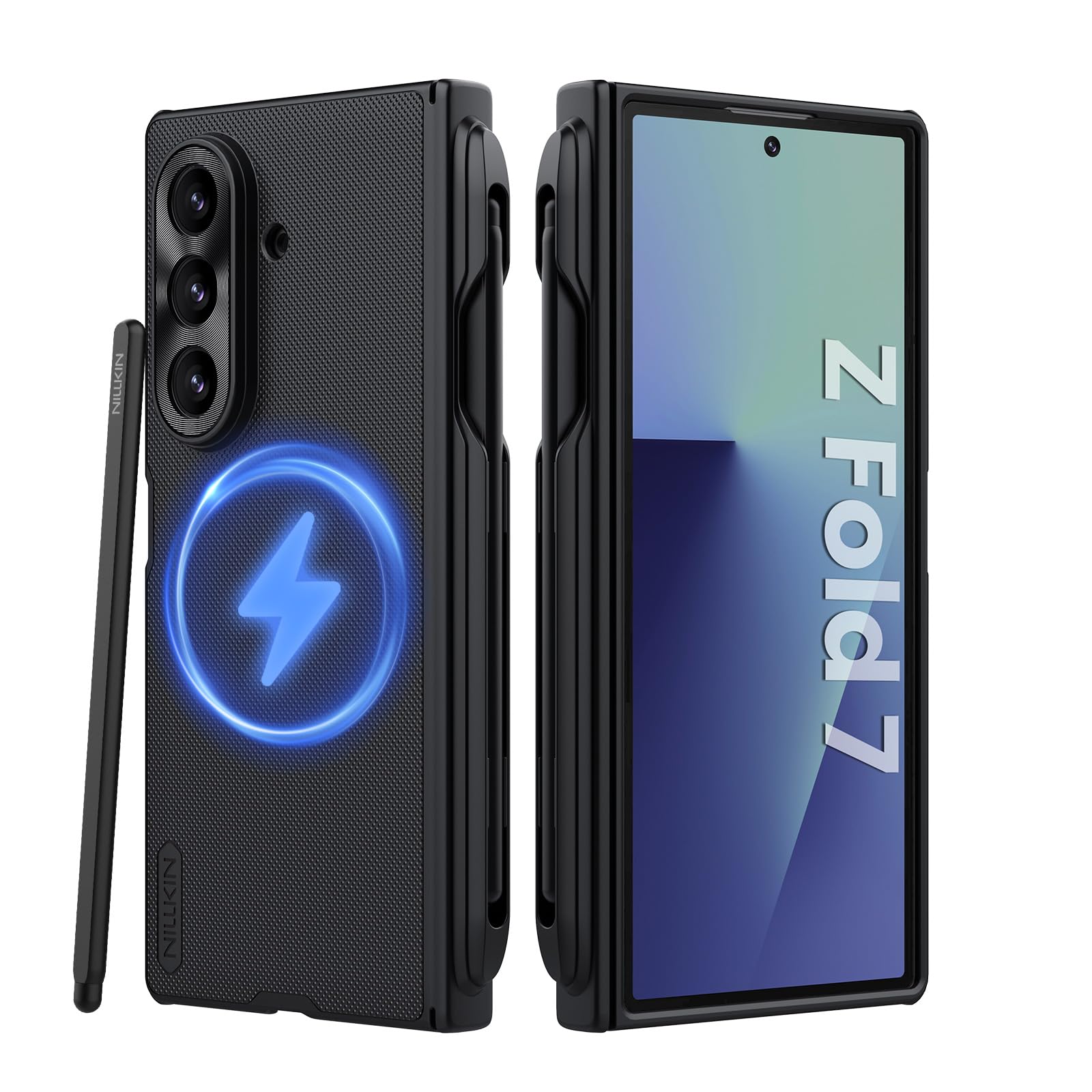 Nillkin Frosted Shield Samsung Galaxy Z Fold 7 Magnetic Case, with S Pen Holder & Pen & Hinge Protection Slim, Compatible with M