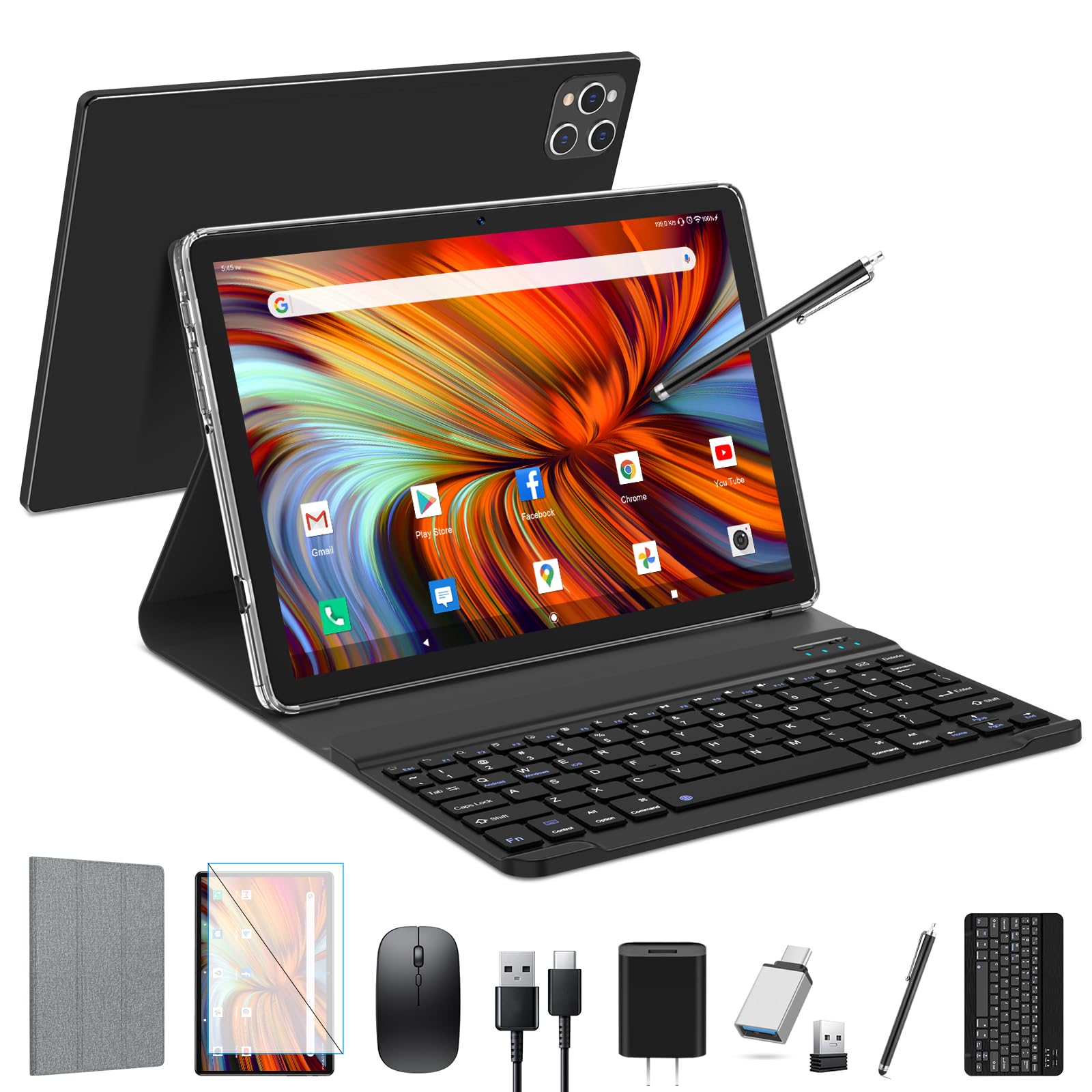 Android Tablet 2024 Newest Tablet 10 Inch, Android 13 Tablet With Keyboard,128Gb Rom 16Gb Ram Tf1Tb Expand,Octa Core Tablet With