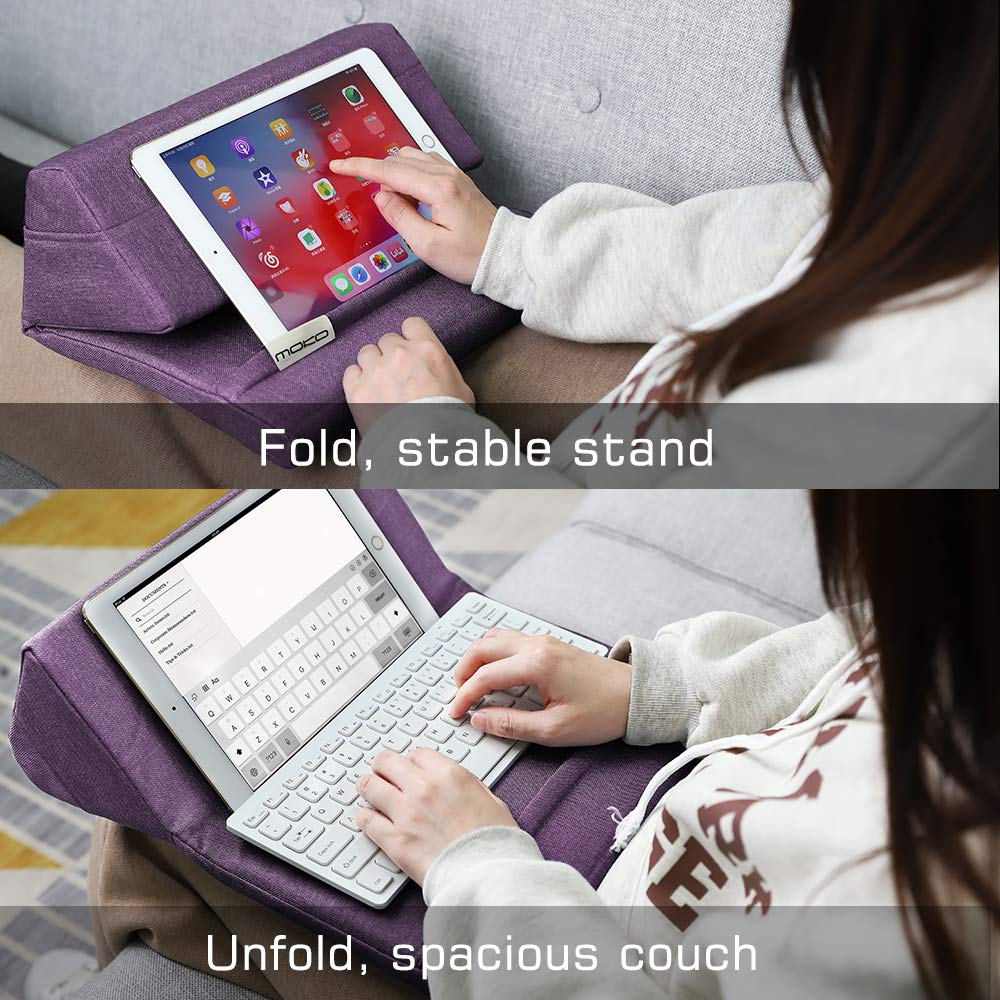 MoKo Tablet Pillow Stand, Soft Bed Pillow Holder, Fits up to 11' Pad, Fit with iPad 10th,iPad Pro 11 2022, New iPad Air 4/3, iPad Pro 11/10.5/9.7, Mini 5 4, Galaxy Tab S9/S9+,Purple