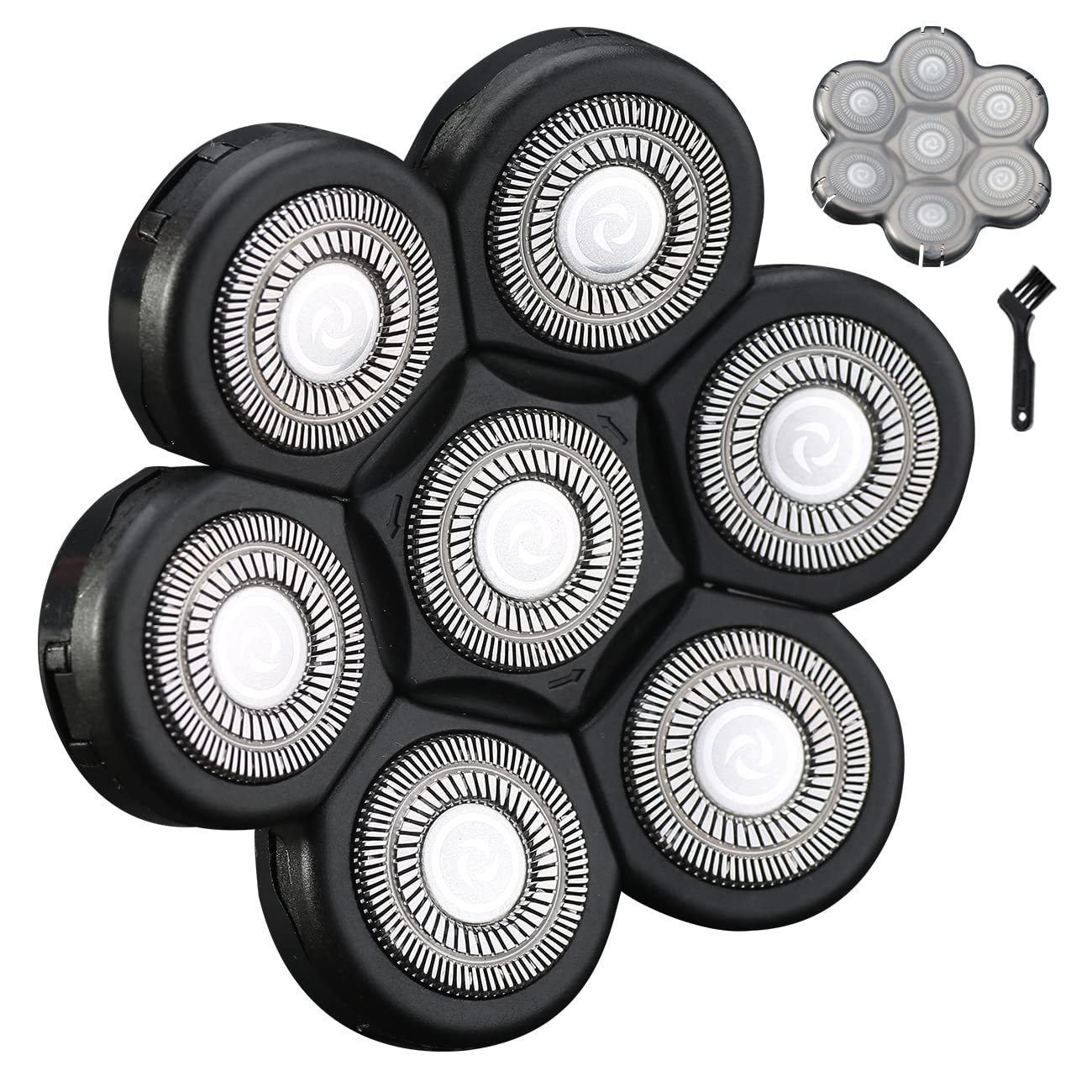 7 Blades Head Shaver Replacement Heads Electric Shaver Head Shaver Universal Replacement Blades Electric Razor For Men (7D Black