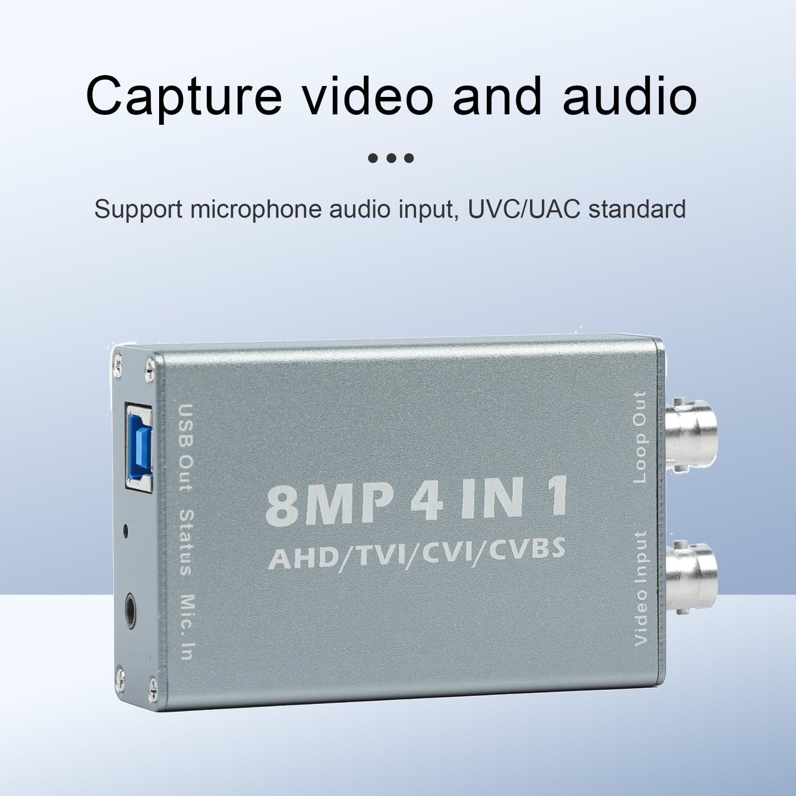 8Mp 4-In-1 Video Capture Card Ahd To Usb Tvi Cvi Input And Output 1080 60Fps Bnc Signal Display On Monitor/Hdtv With Hdmi Input,