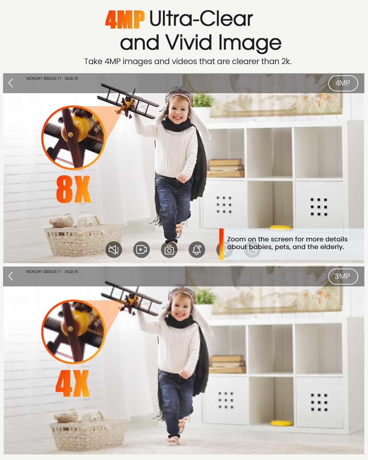 Usogood Pet Camera Indoor 4Mp/2K, 5Ghz/2.4Ghz Wifi Indoor Security Camera, 360Dog Camera With Phone App, Auto Motion Tracking An