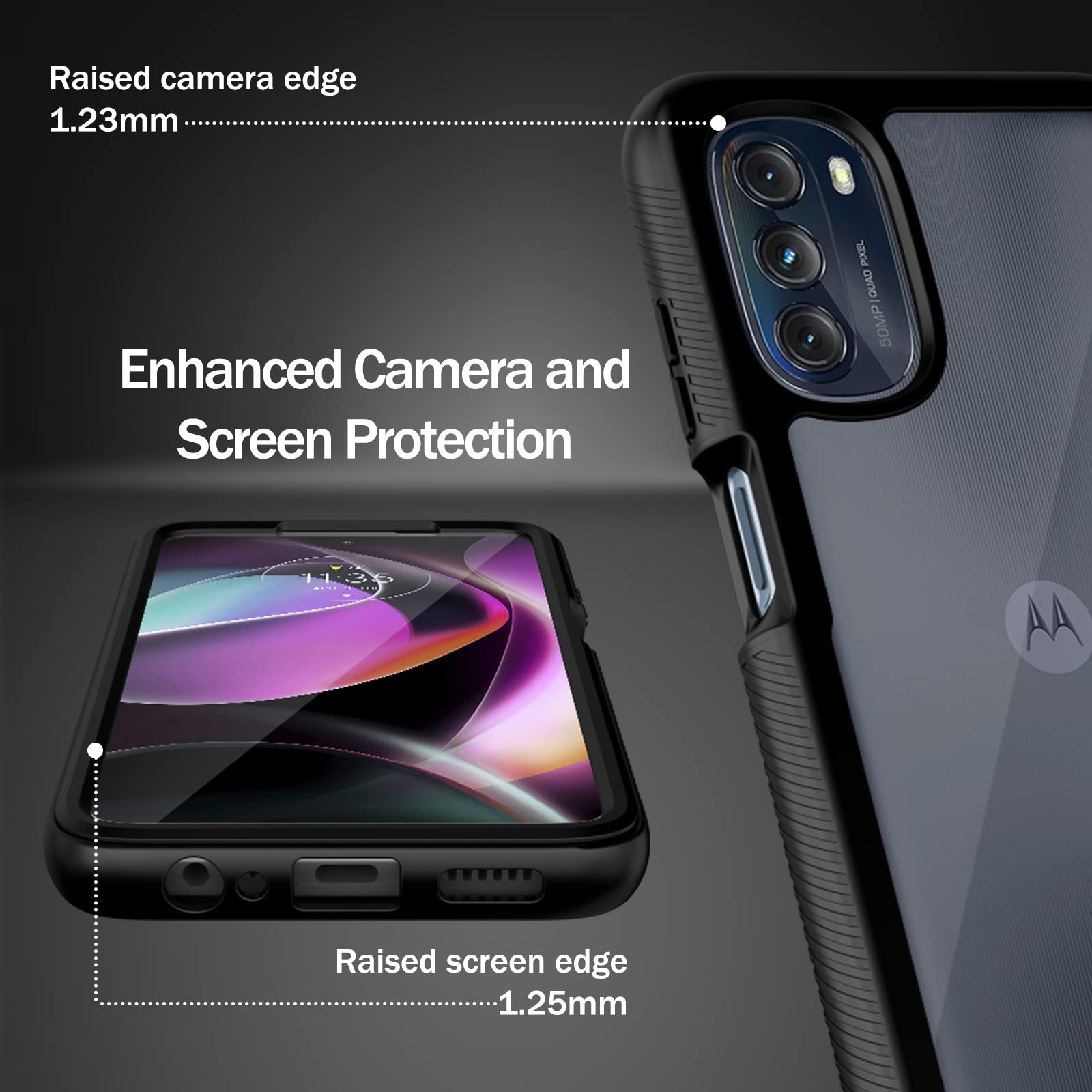 Wahhle Compatible With Moto G 5G 2022 Case, Built In Screen Protector Full Body Shockproof Slim Fit Bumper Protective Phone Cove