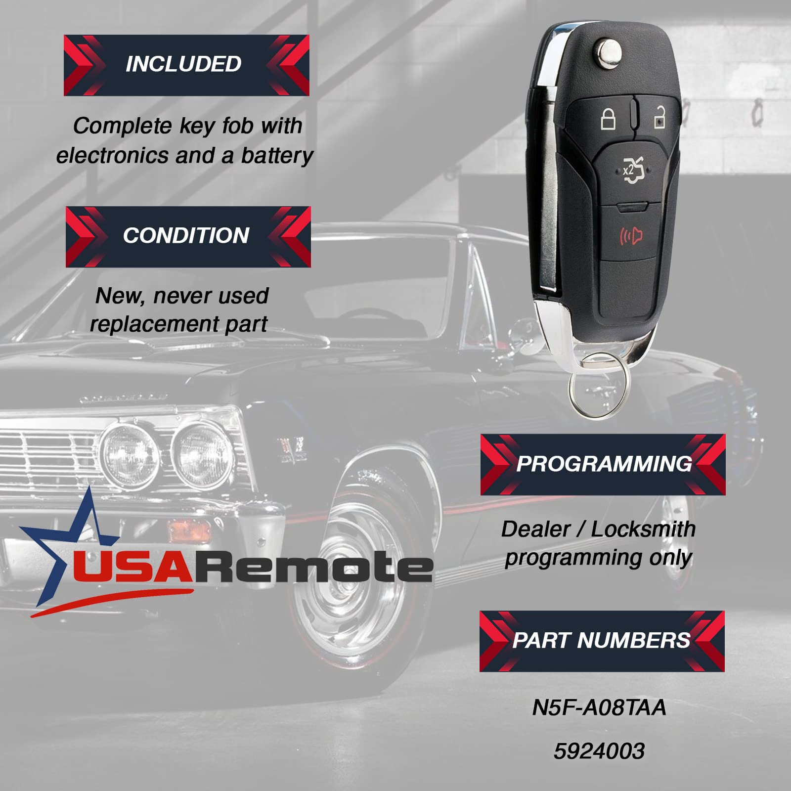 Flip Key For 2013 2016 Ford Fusion Keyless Entry Remote Fob (N5F A08Taa 164 R7986)