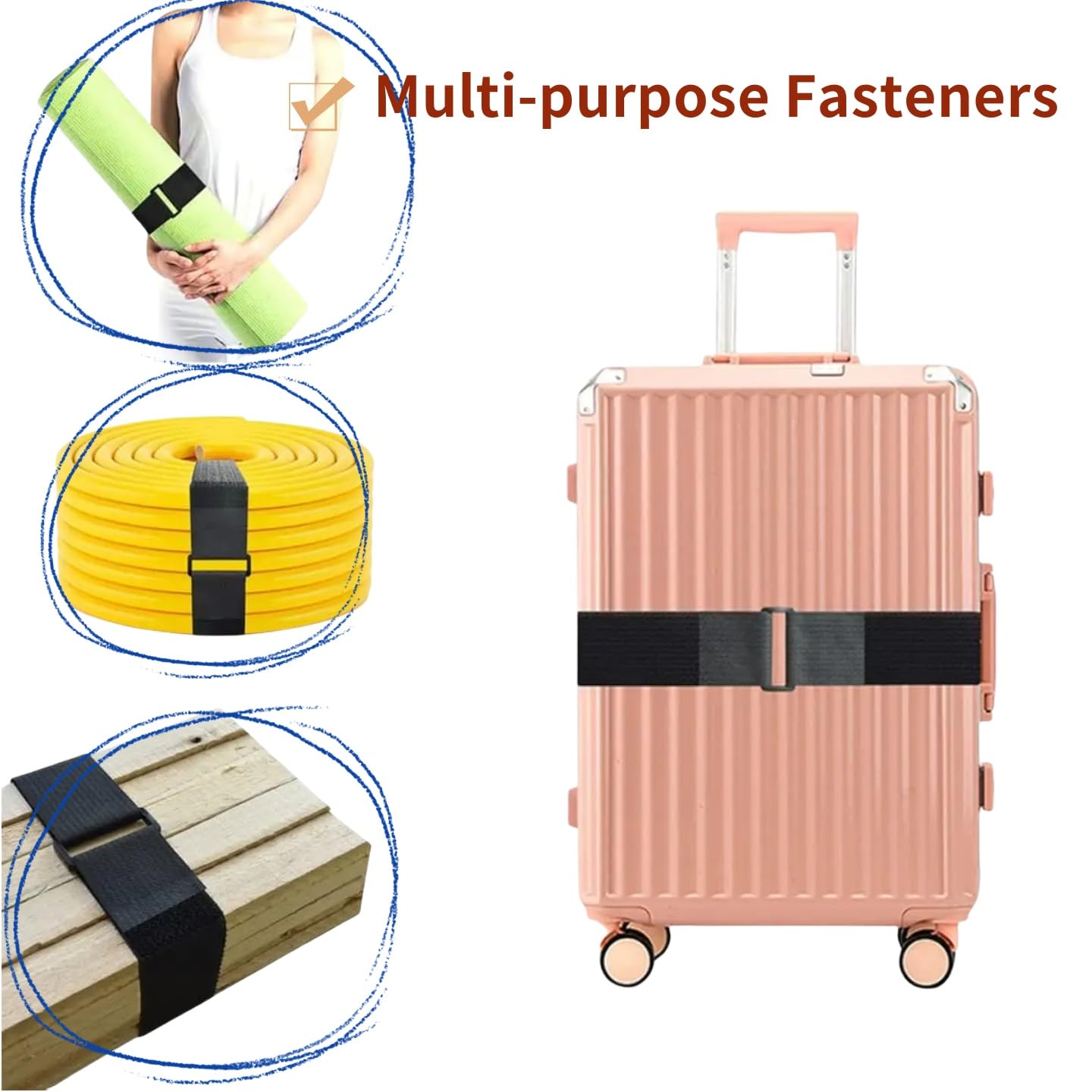 32Ft 2 Inch Wide Cable Straps With 30 Plastic Buckles, Reusable, Adjustable, Heavy Duty Hook And Loop Strps, Cable Ties Cords St