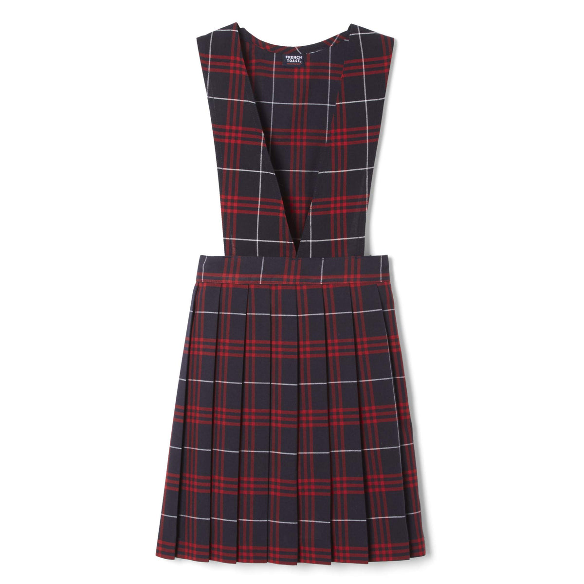 French Toast Little Girls Plaid V Neck Jumper, Navyred Plaid, 6