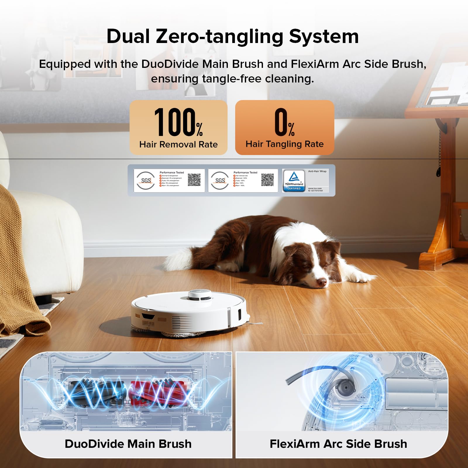 Roborock Qrevo Edge Robot Vacuum And Mop, 18,500Pa Suction, Zero Tangling, Flexiarm Arc Side Brush, Flexiarm Mop, Adaptilift Cha