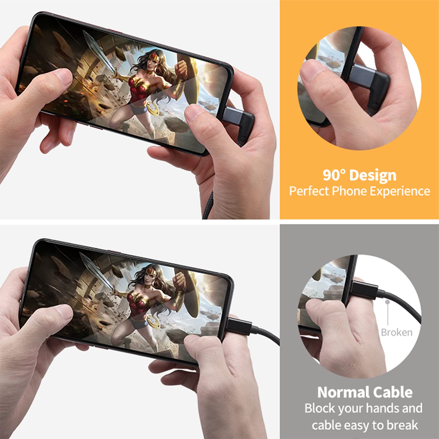 Usebean Right Angle Usb C Extension Cable 3.3Ft, 90 Degree Usb C 3.1 Gen2 10Gbps Male To Female 4K Video Cord,L Shape Type C Ext