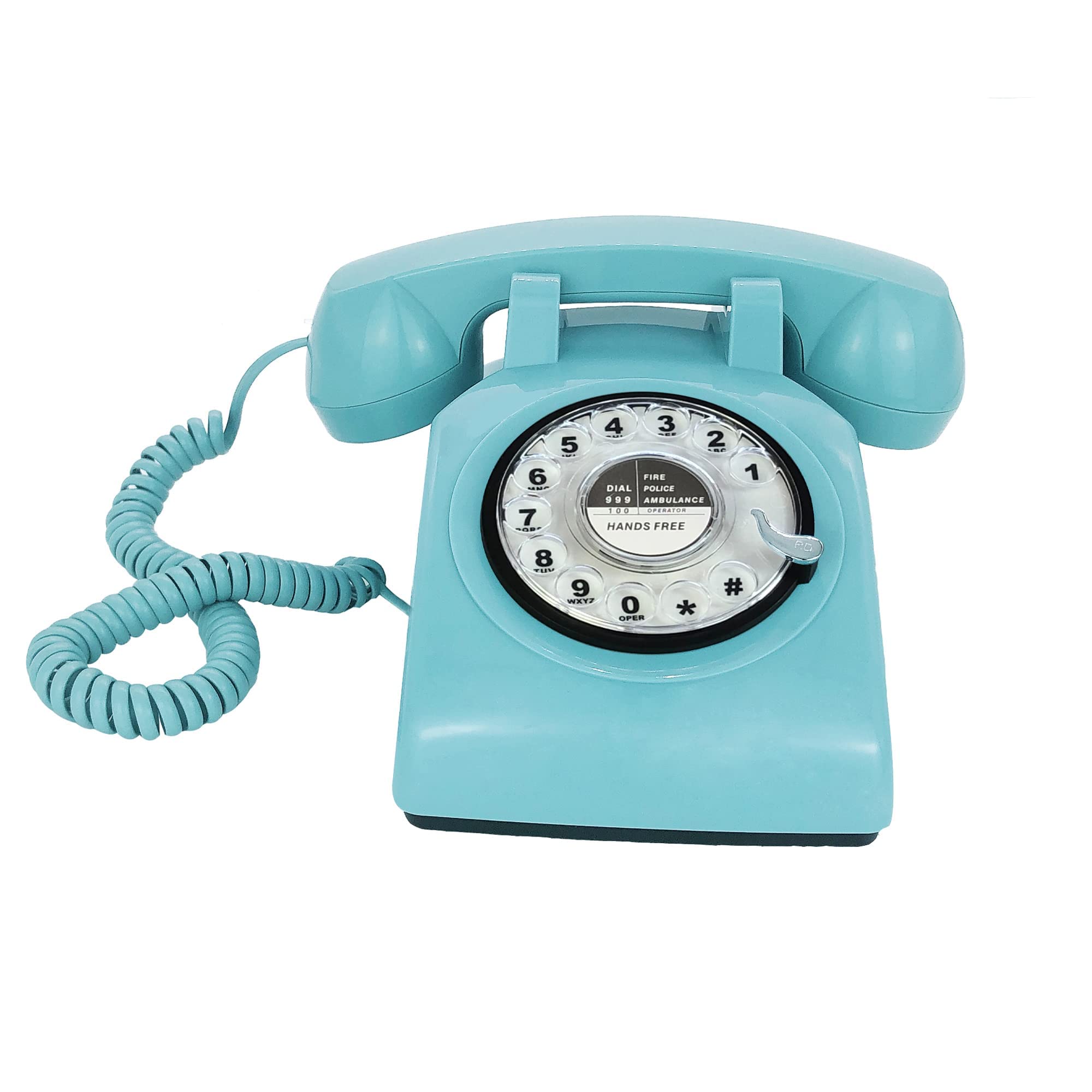 Telpal Retro Single Line Corded Desk Telephone Classic Vintage Rotary Dial Hands Free Landline Phone For Home/Office/Hotel, Antique Phones For Seniors Gift (Blue)