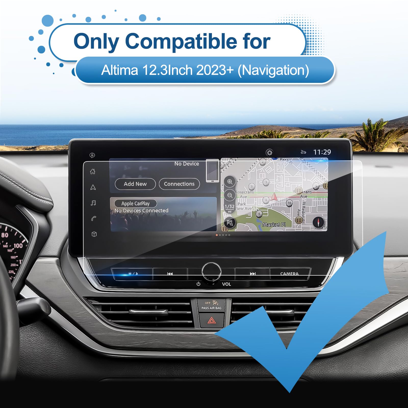 Coleya (Updated) 2023 2024 2025 Altima Screen Protector For Nissan Altima (Sl/Sr Vc Turbo/Sv/Sr) 12.3 Inch Color Display, 9H Tem