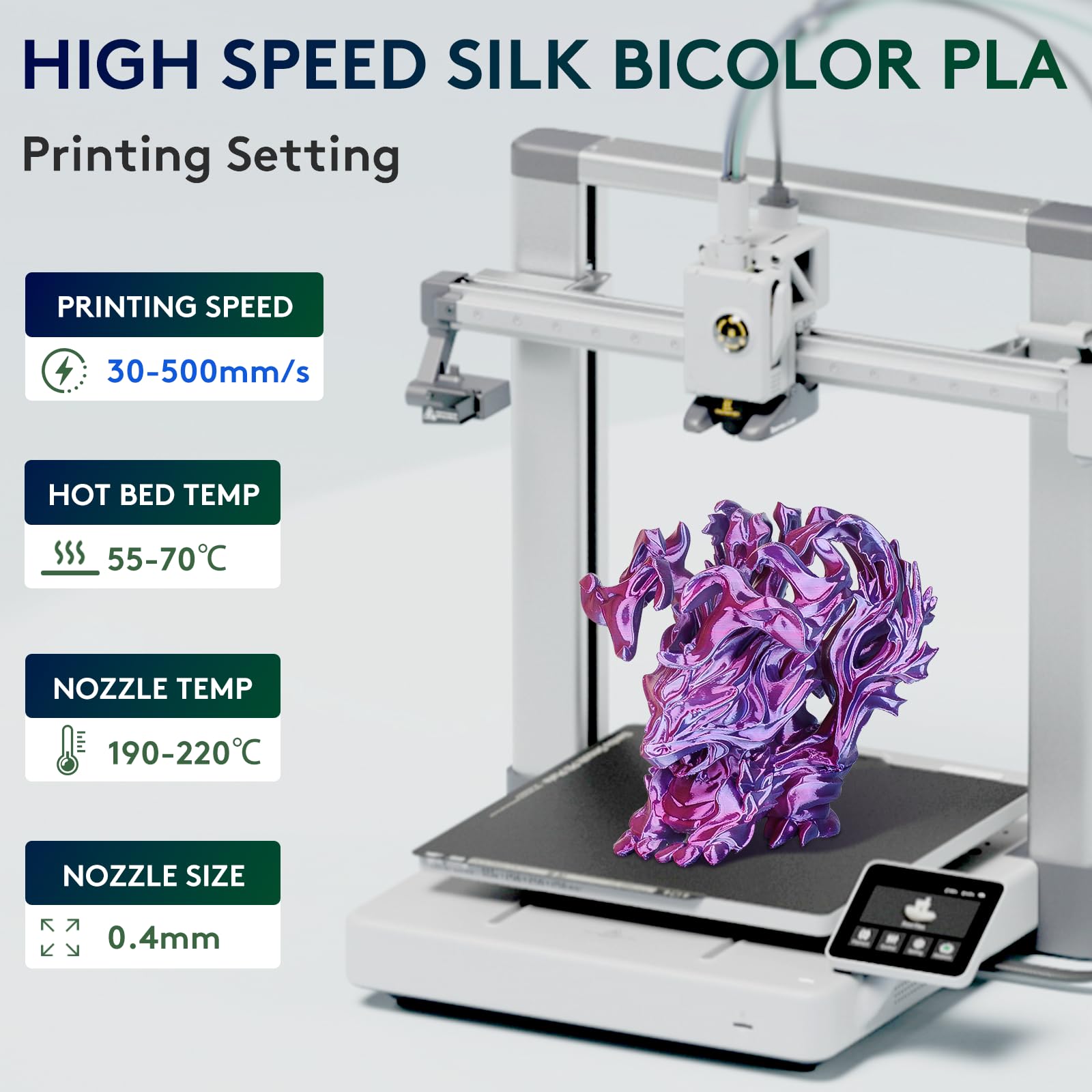 Eryone Silk Dual Color Filament Pla 3D Printer 1.75Mm +/  0.03Mm, Coextrusion Filament Pla Shiny Filament 1Kg(2.2Lbs), Rose Red&