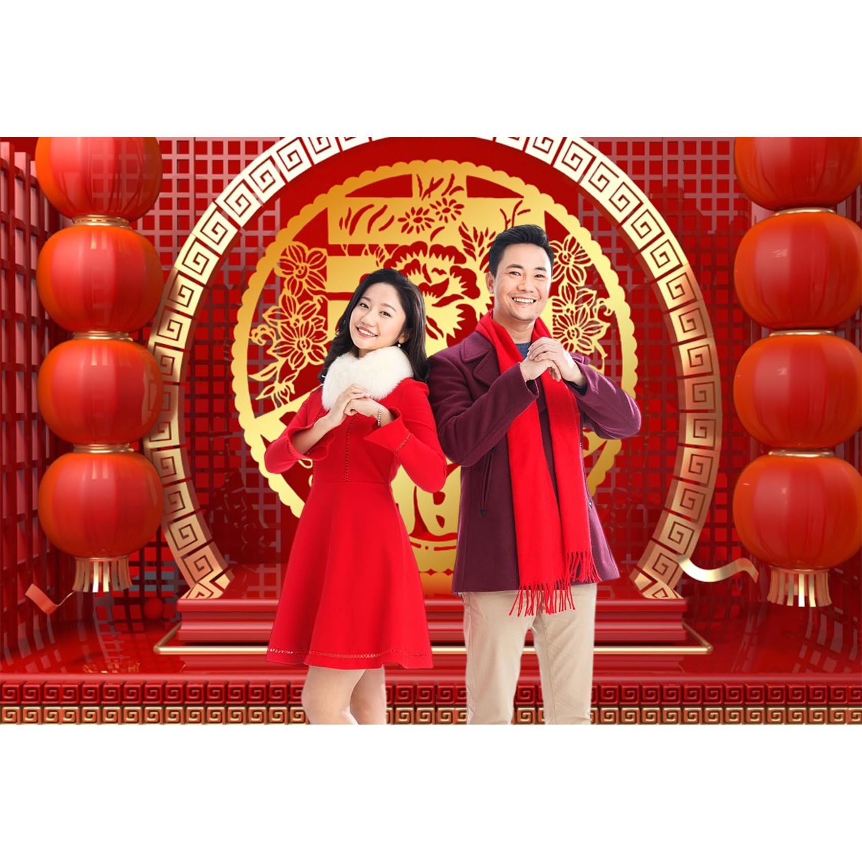 Baocicco 9X6Ft 2025 Red Happy Chinese New Year Backdrops For Photography Happy Chinese Spring Festival Backdrop Chinese Year Of