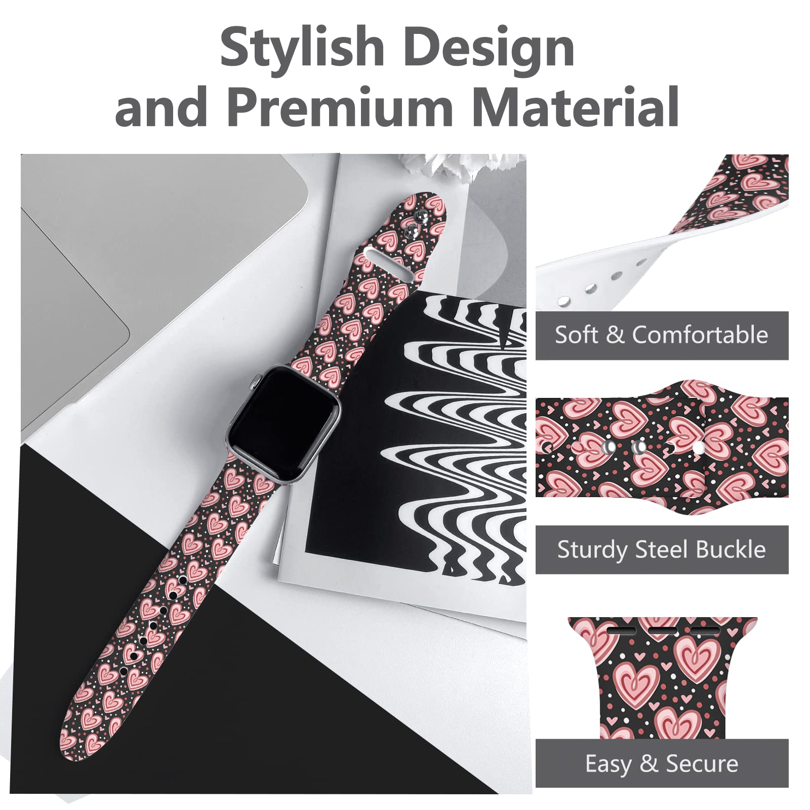 Vieeki Valentine'S Day Love Watch Band Compatible With Apple Watch Band 38Mm 40Mm 41Mm 42Mm 44Mm 45Mm 49Mm For Women Men Lover,