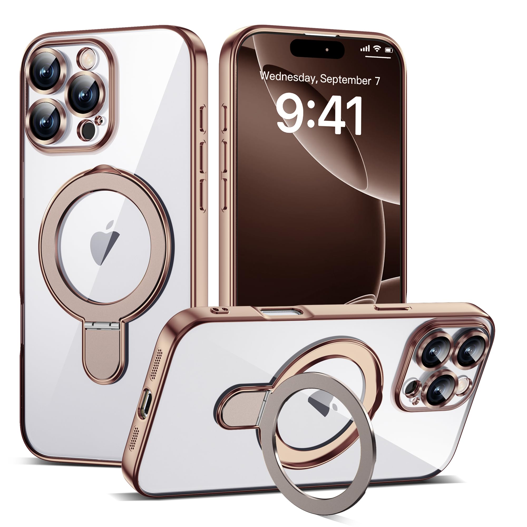 ETPESOK Compatible with iPhone 16 Pro Max Case with Magnetic Ring Stand [Compatible with Mag-Safe] [Full Camera Lens Protector] 