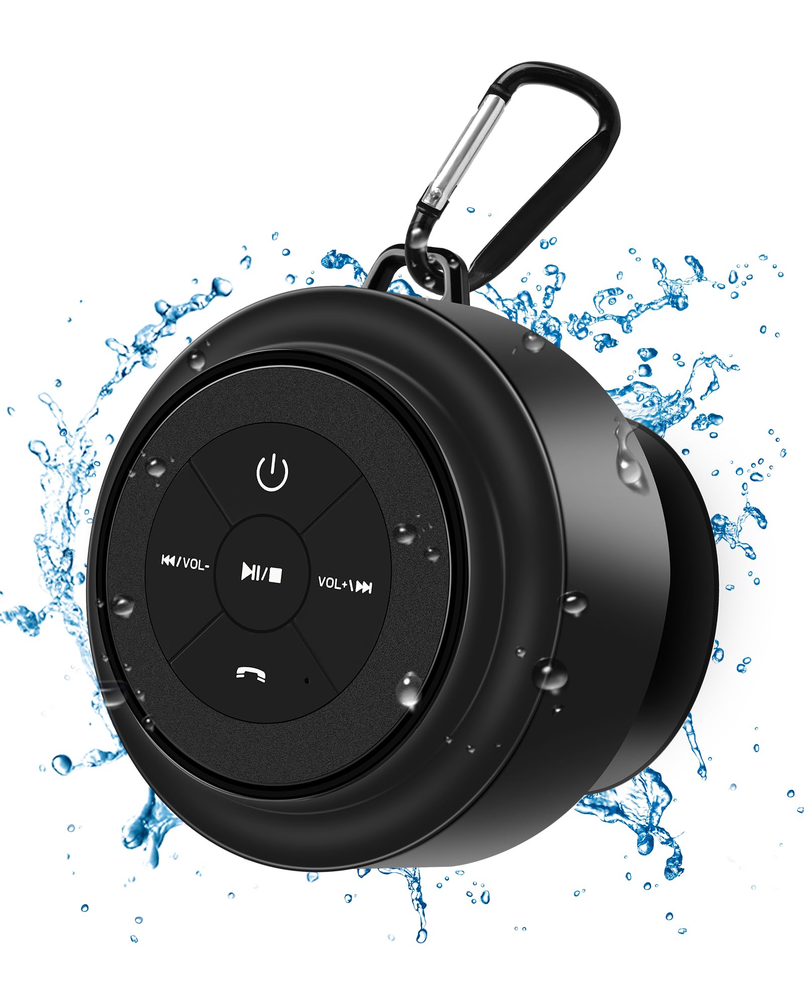 Bluetooth Shower Speaker, Portable Bluetooth Speakers, IP67 Waterproof Wireless Speaker with Suction Cup & Carabiner, Built-in M