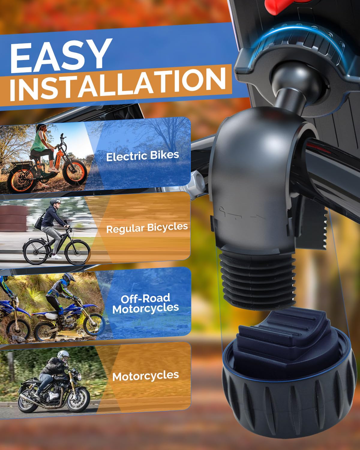 Victoper Bike Phone Holder, Motorcycle Handlebar Cell Phone Clamp, Motorcycle Phone Mount, Scooter Phone Clip For 5.5 To 6.7 Sma