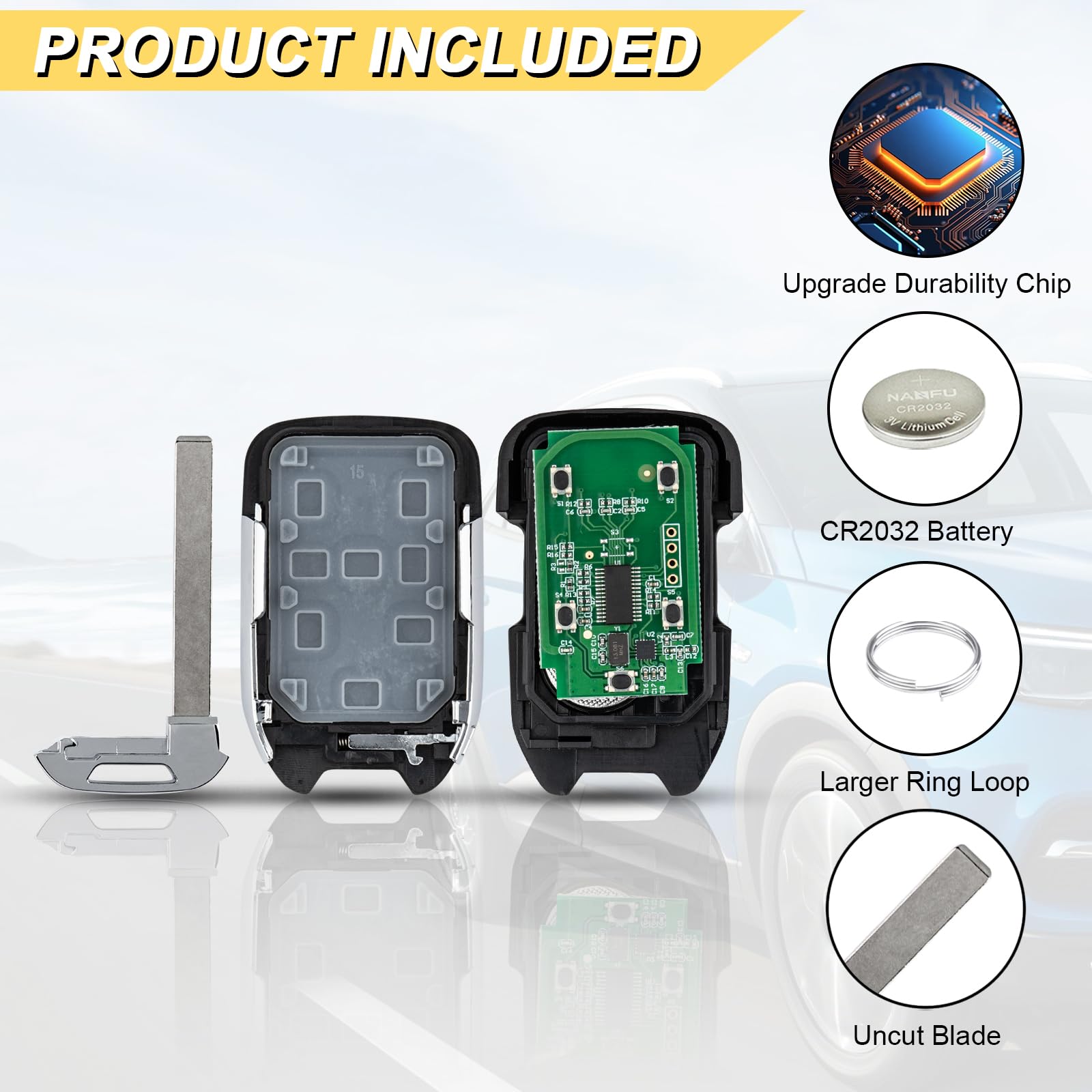 Vurkcy Key Fob Replacement For 2017-2021 Gmc Acadia Push Start Smart Proximity Keyless Entry Remote Start Control, 13508275 Hyq1