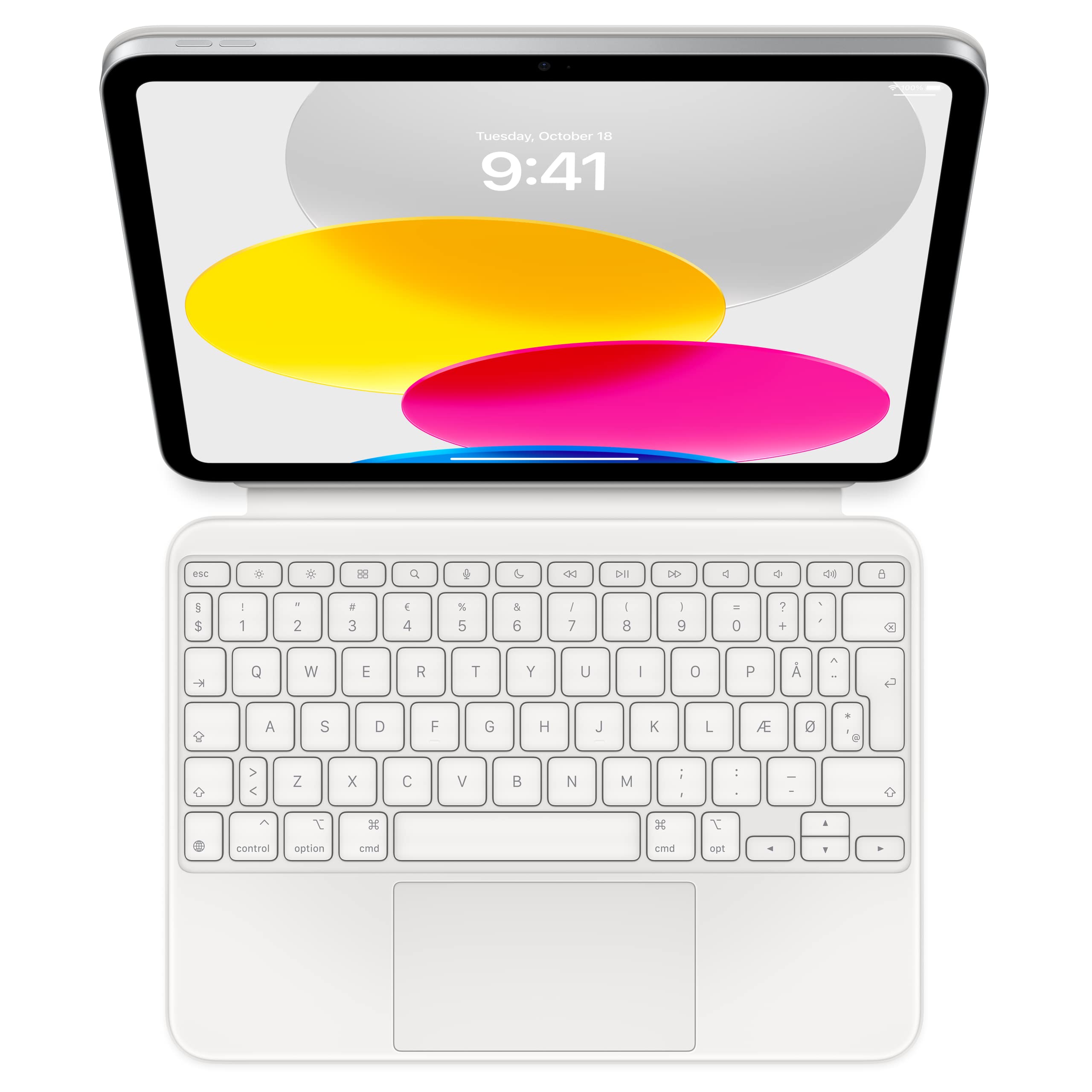 Apple Magic Keyboard Folio: iPad Keyboard and case for iPad (10th Generation), Detachable Two Piece Design That attaches magnetically, Built in trackpad, Danish � White