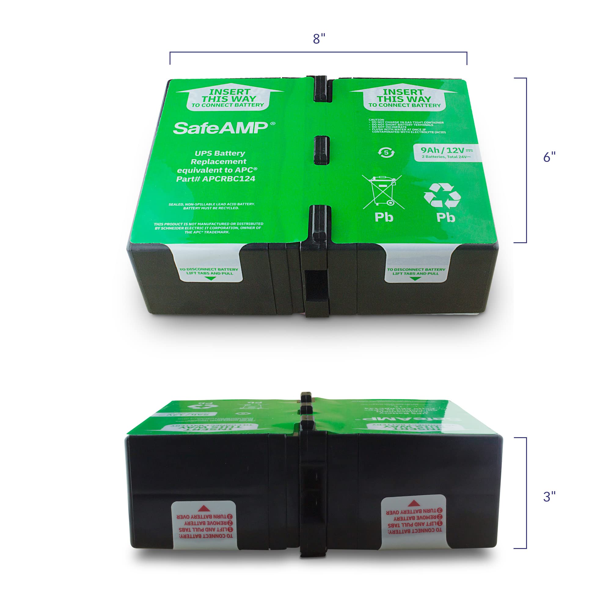 Safeamp Ups 9Ah, 24Vdc Vrla Battery Replacement Apcrbc124 Compatible With Apc Ups Models Br1000G, Bx1350M, Bn1350G, Bx1000G, Bx1