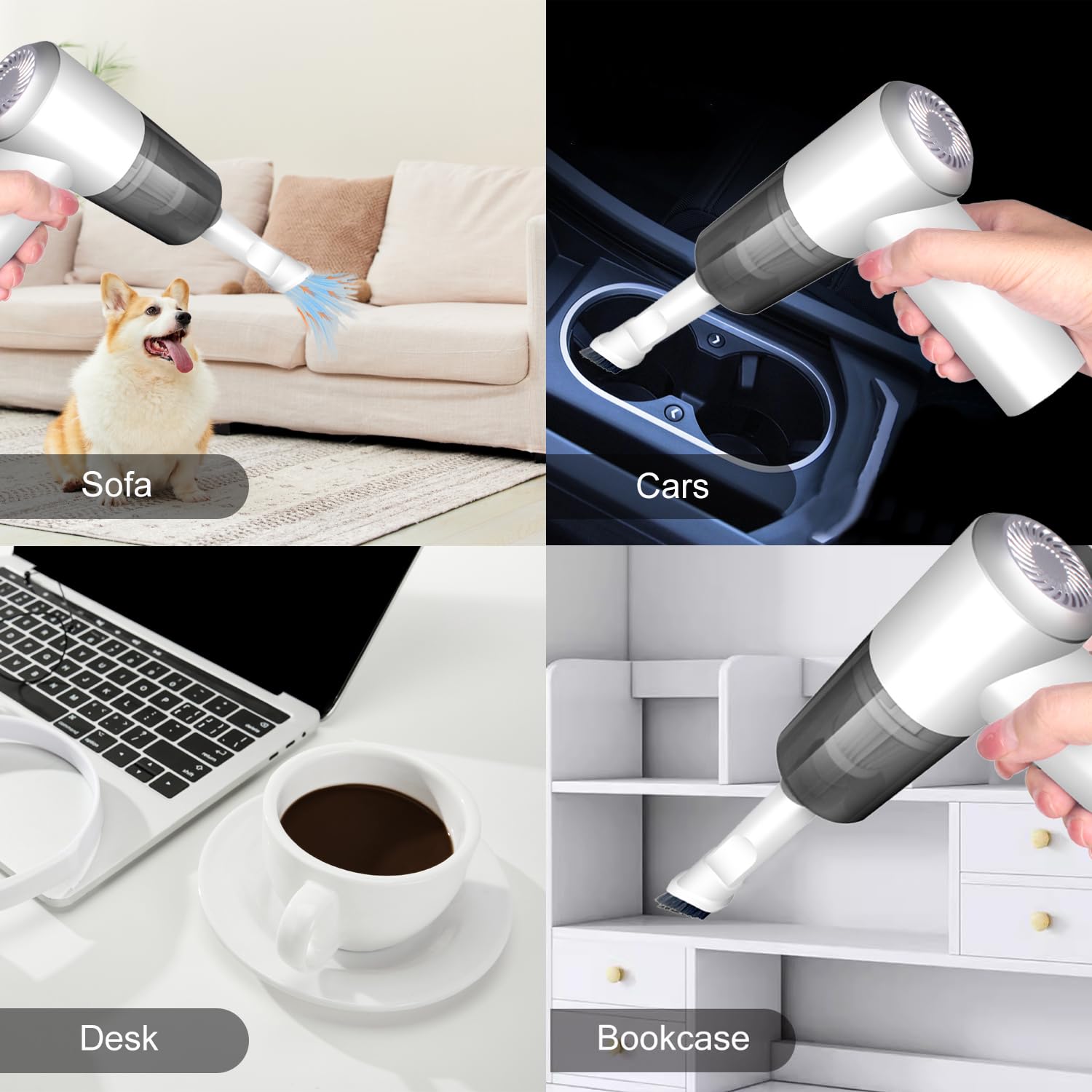 Yunyilan Cordless Handheld Vacuum Cleaner, High Power Rechargeable Mini Portable Vacuum For Home, Office And Car Cleaning (White