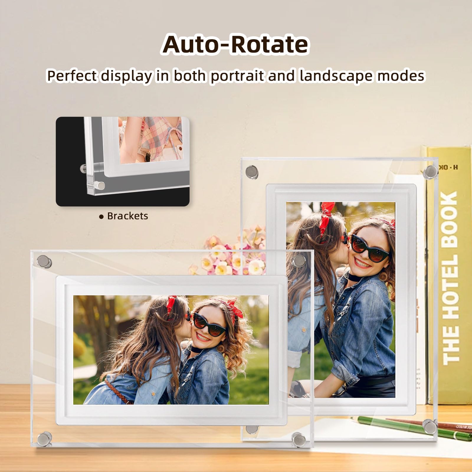Frameo 7 Inch Wifi Digital Picture Frame, Smart Digital Photo Frame 1280X800 Hd Ips Touchscreen, 32Gb Memory, Auto Rotate, Photo