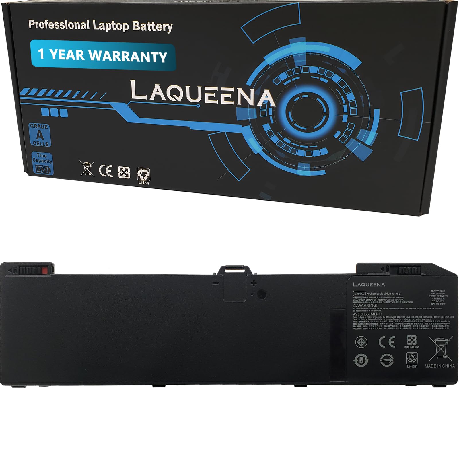 Laqueena Vx04Xl Laptop Battery Compatible With Hp Zbook 15 G5 G6 Series Hstnn Ib8F L06302 1C1 L05766 855 15.4V 90Wh 4 Cell