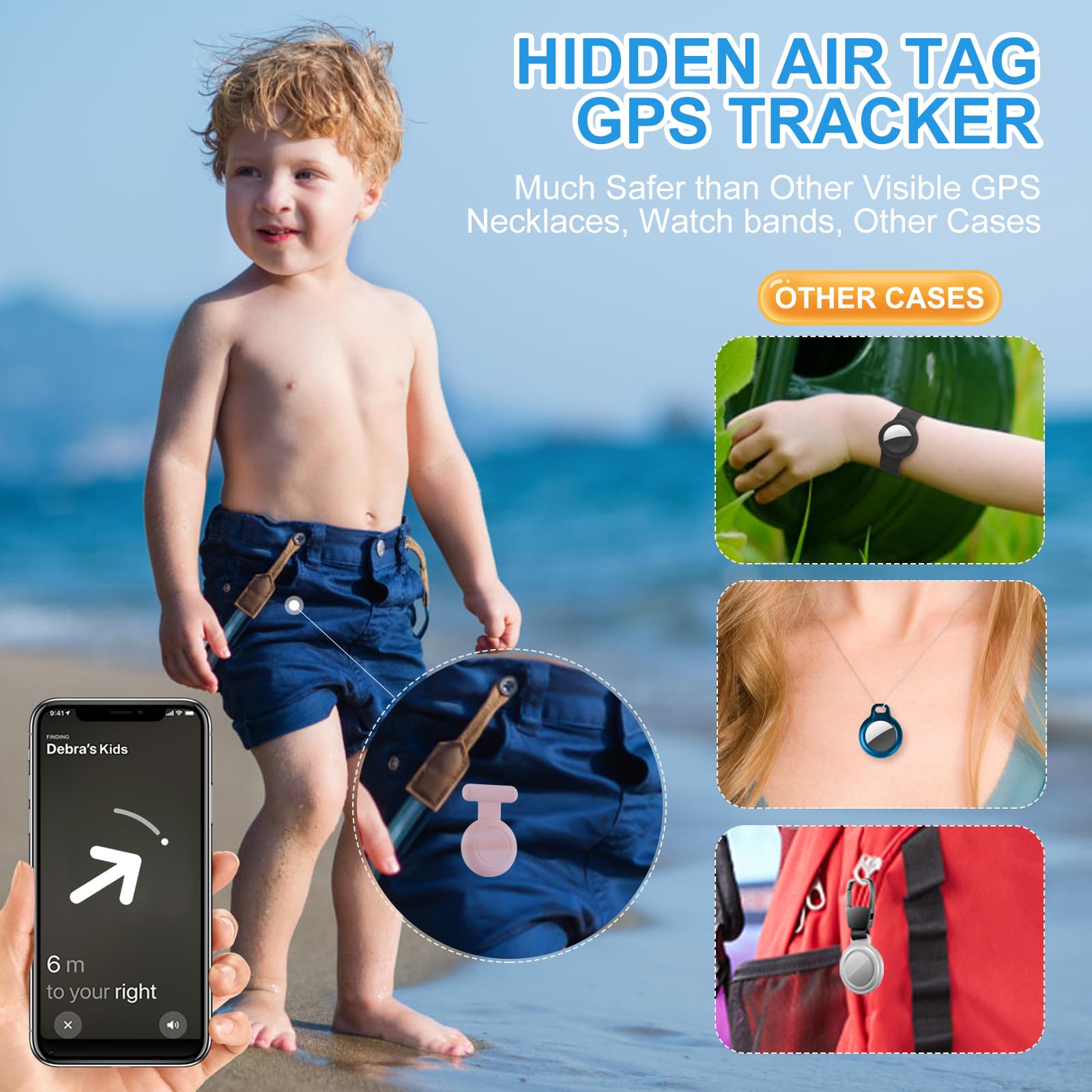 Waterproof Air Tag Holder For Kids (2 Pack), Hidden Air Tag Case With Pin, Gps Tracker Clip Compatible With Apple Airtag, Suitab