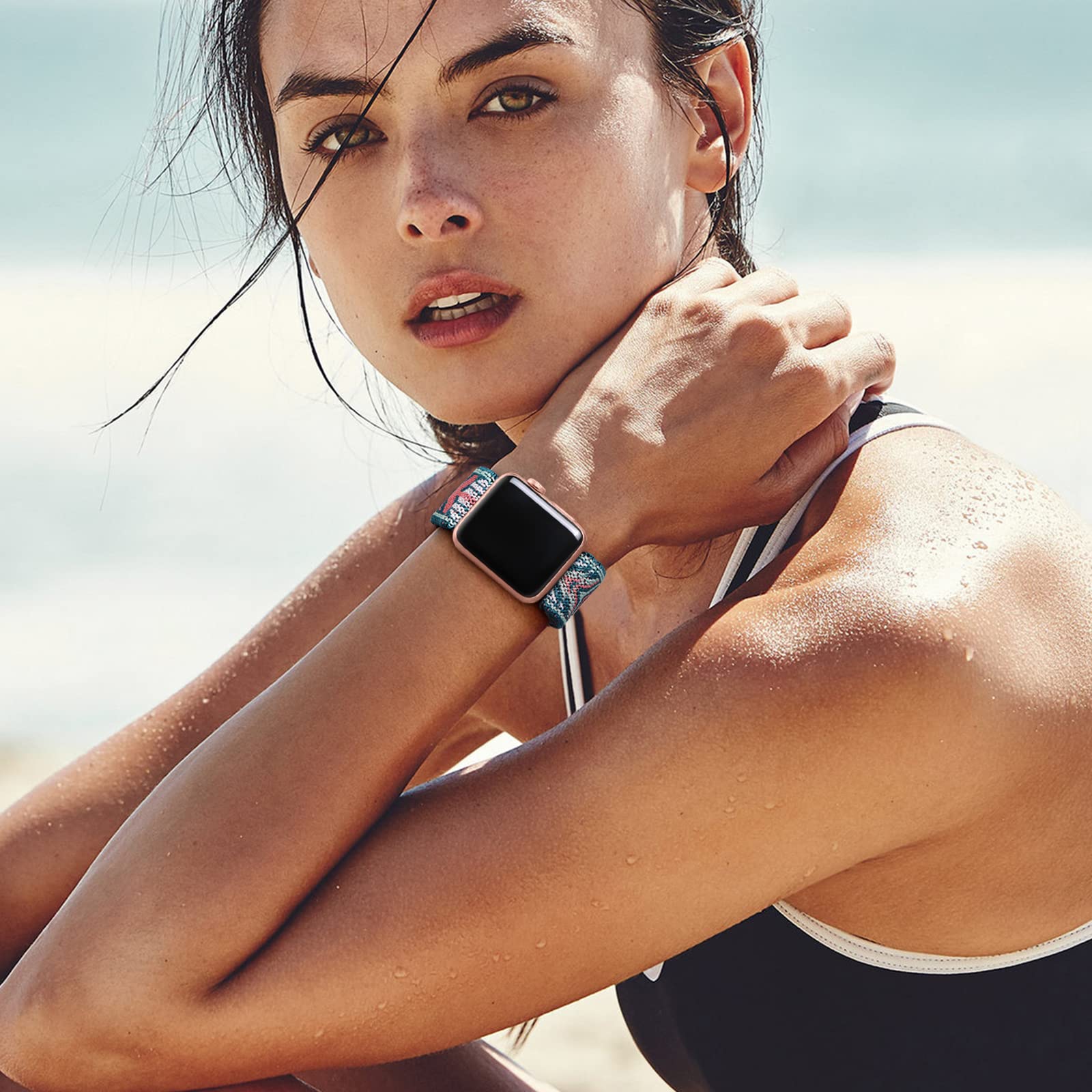 Lerobo Compatible With Apple Watch Series 7 10 45Mm 42Mm 46Mm 44Mm 49Mm For Women Men Stretchy Nylon Solo Loop For Apple Watch U