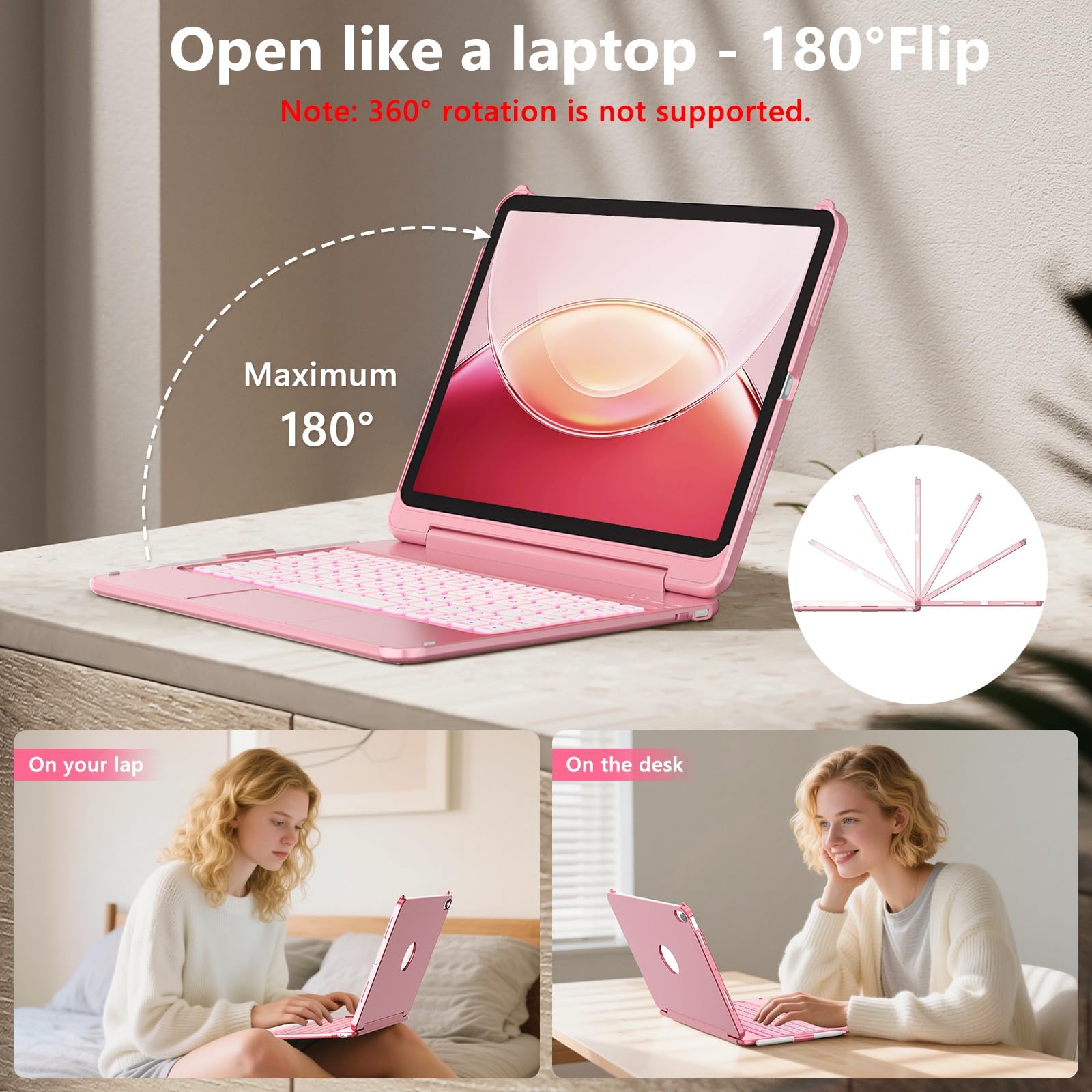 Fuwang Touch For Ipad Air 11 Inch & Air 5Th 4Th Generation Case With Keyboard - Only Support 180 Flip Backlit Keyboard With Mult