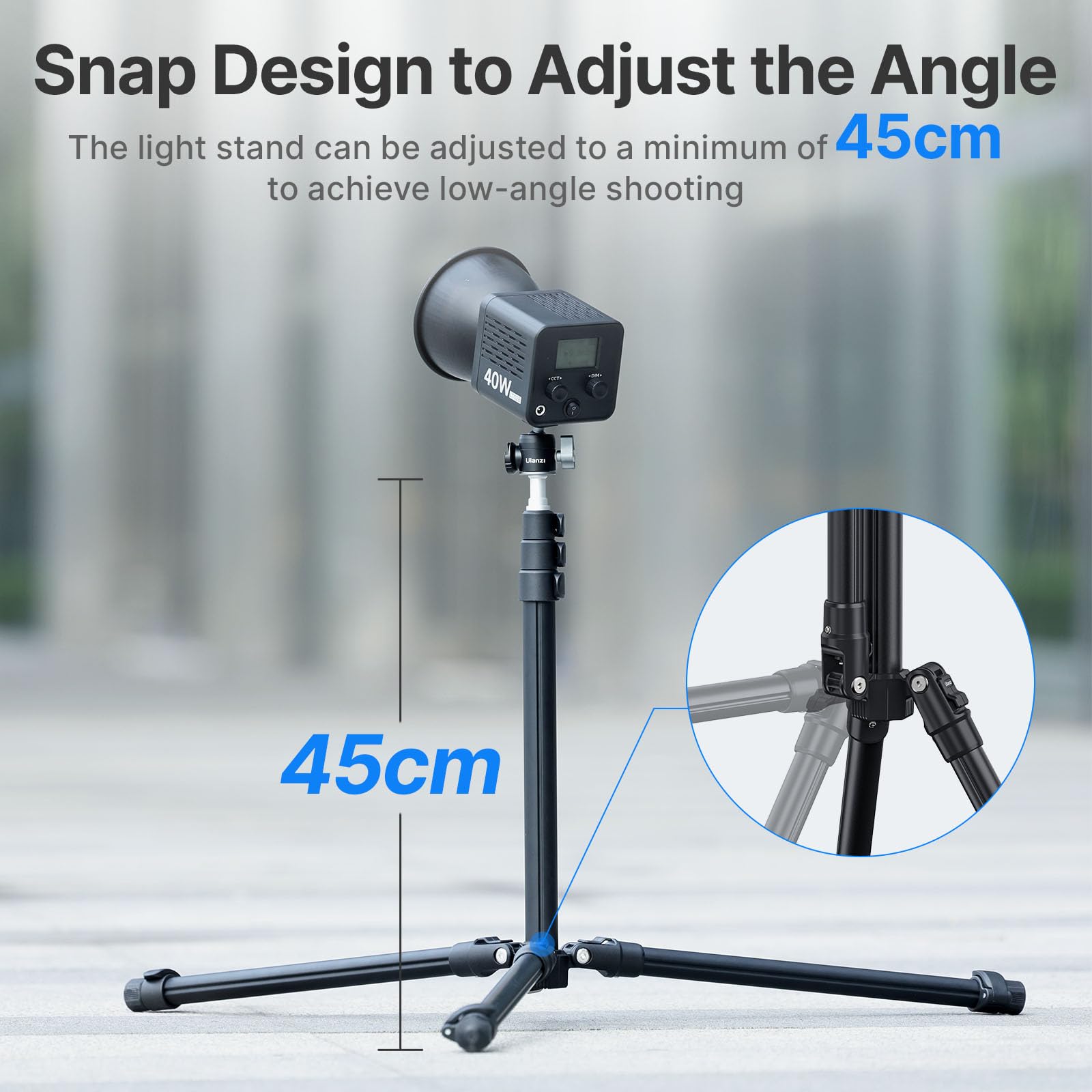 Ulanzi Tt43 Extendable Photography Light Stand, Adjustable 6.23Ft Aluminum Light Tripod, Reversible Portable Studio Lighting Tri