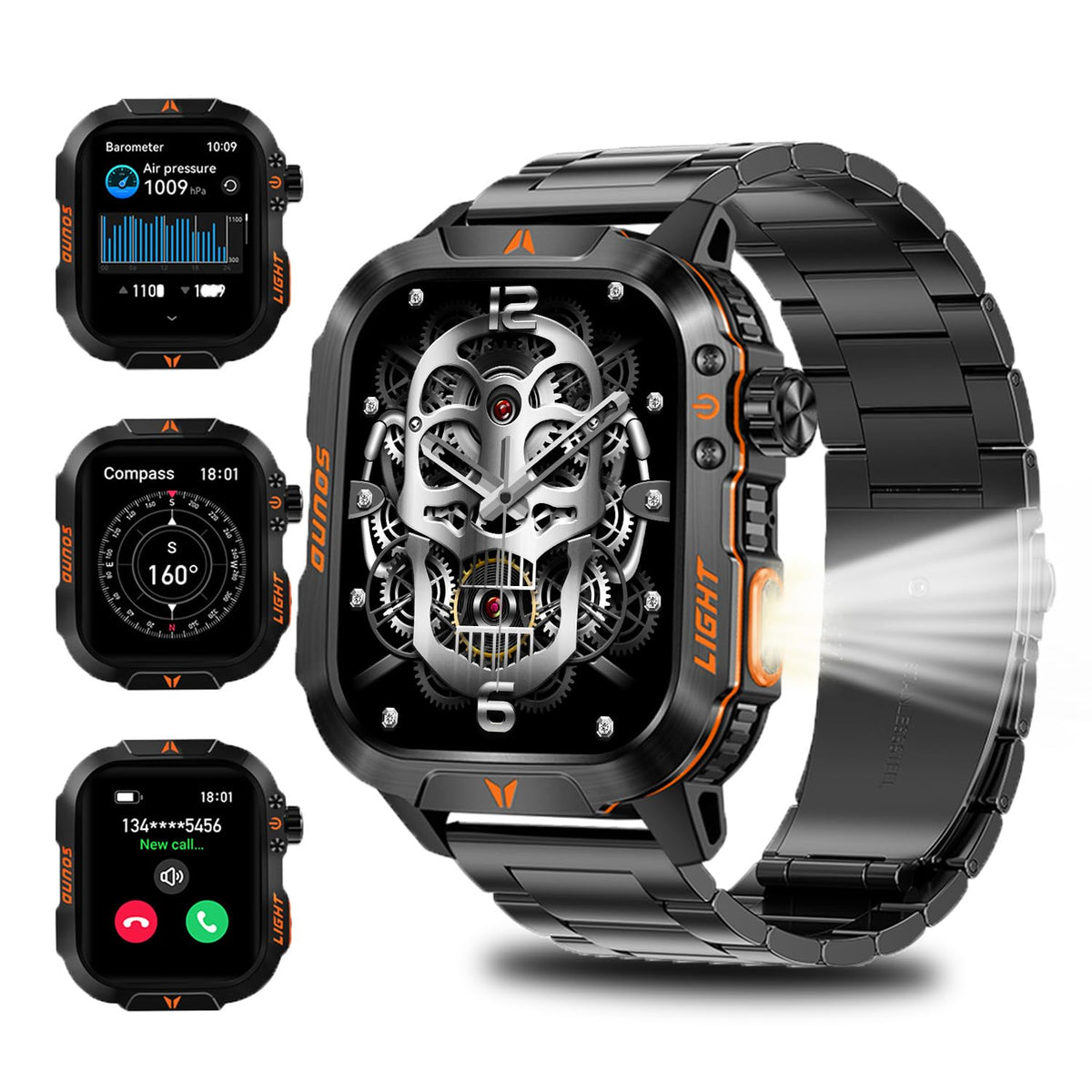 Qtllbt Men 'S Military Smart Watch Altimeter Barometer Compass Ip68 Waterproof Suitable For Swimming Answer/Make Call Function O