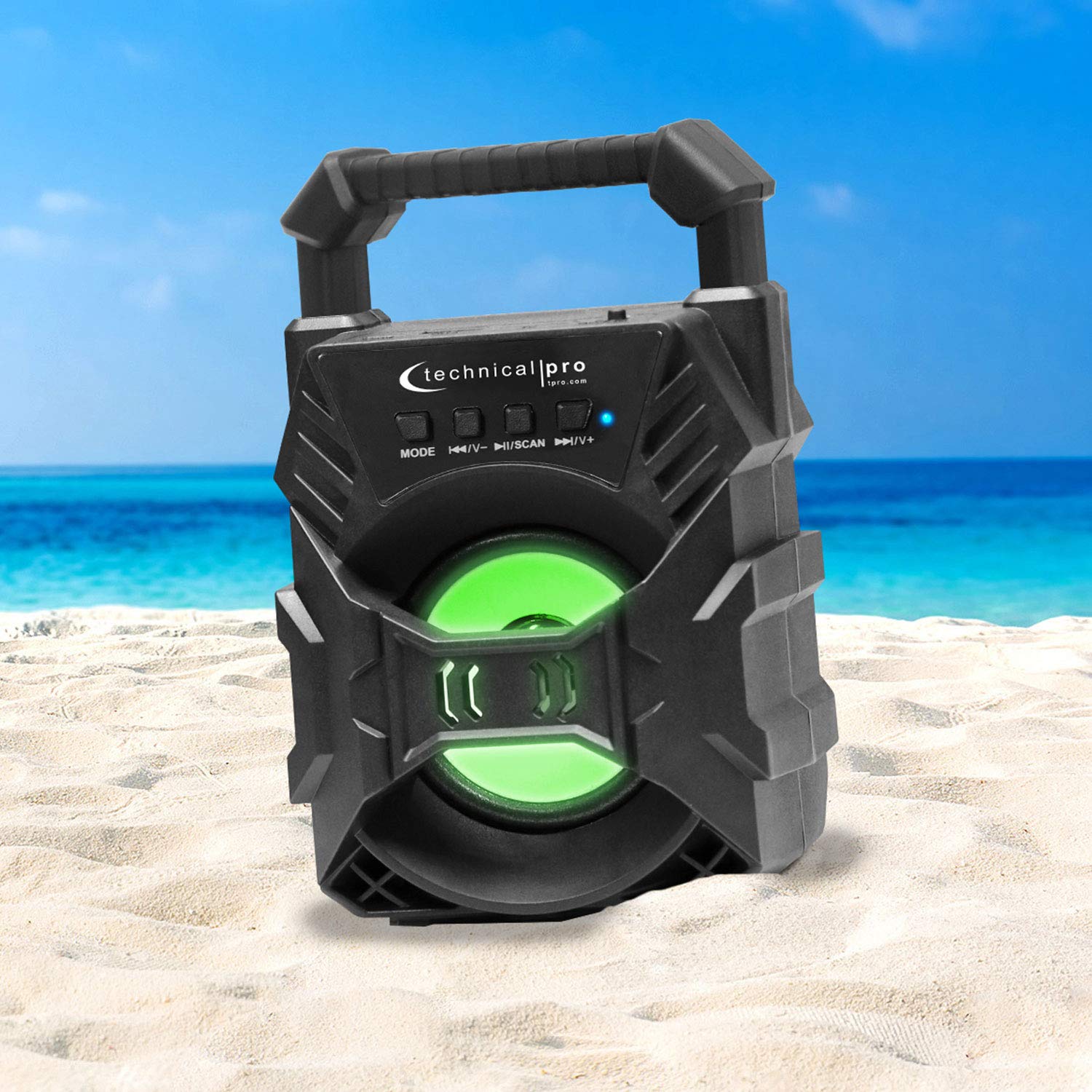 Technical Pro Portable Rechargeable Compact Bluetooth Speaker With Led'S Usb/Fm/Tf, Lightweight & Compact Design Make It The Perfect On The Go Speaker, For Home, Outdoors, Travel, Party