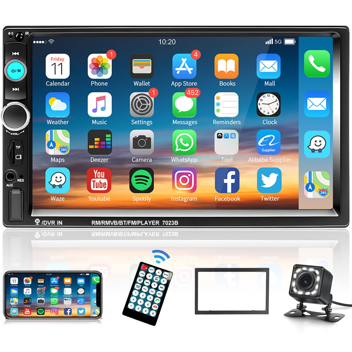 Podofo Car Stereo 2 Din Car Radio 7 Inch Mp5 Player With Hd Touch Screen Digital Display Bluetooth Multimedia Support Usb Sd Aux