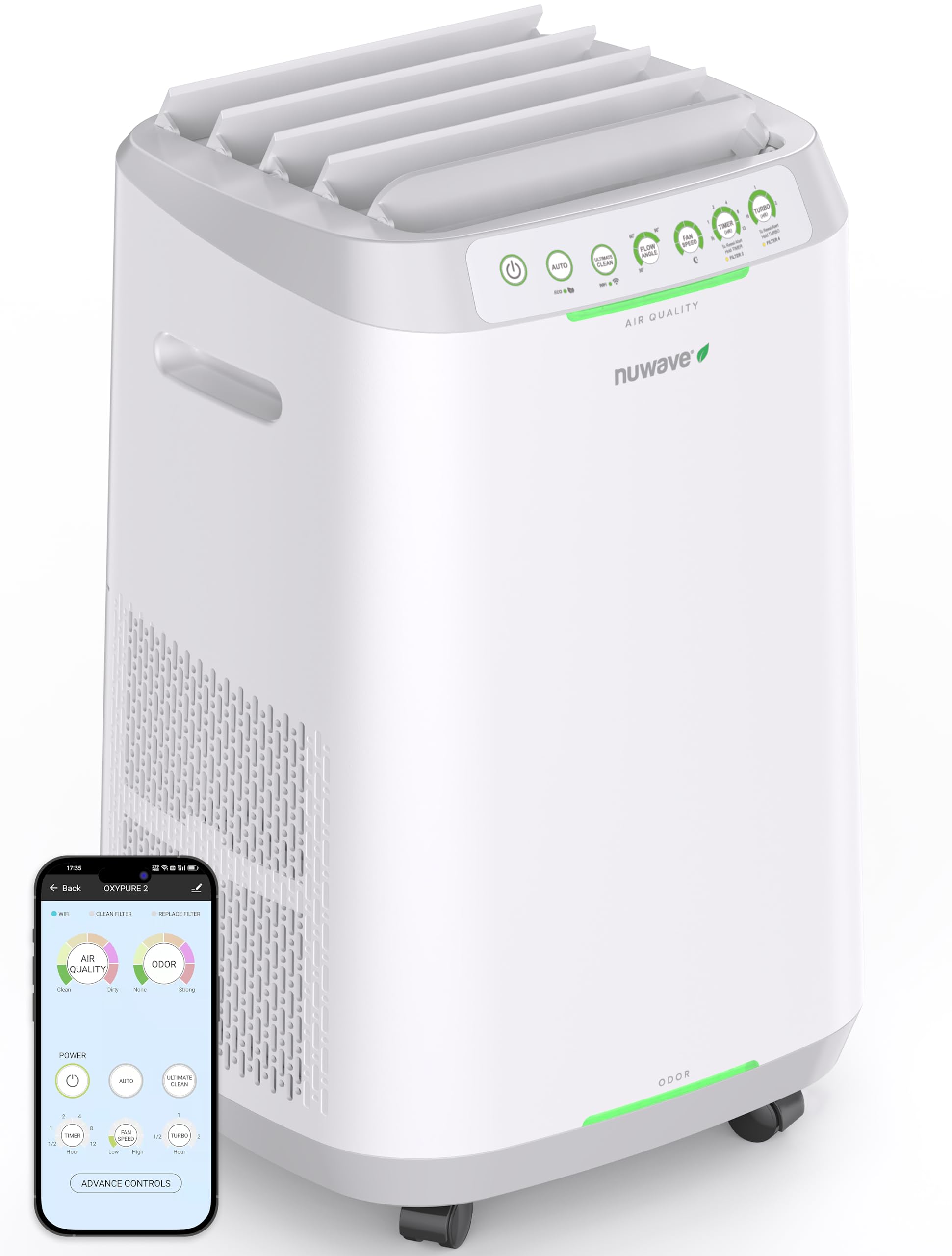 Nuwave Oxypure Zero Smart Air Purifier, Large Area Up To 2,002 Sq Ft, Dual 4 Stage Air Filtration, Adjustable 30, 60, 90 Vents,