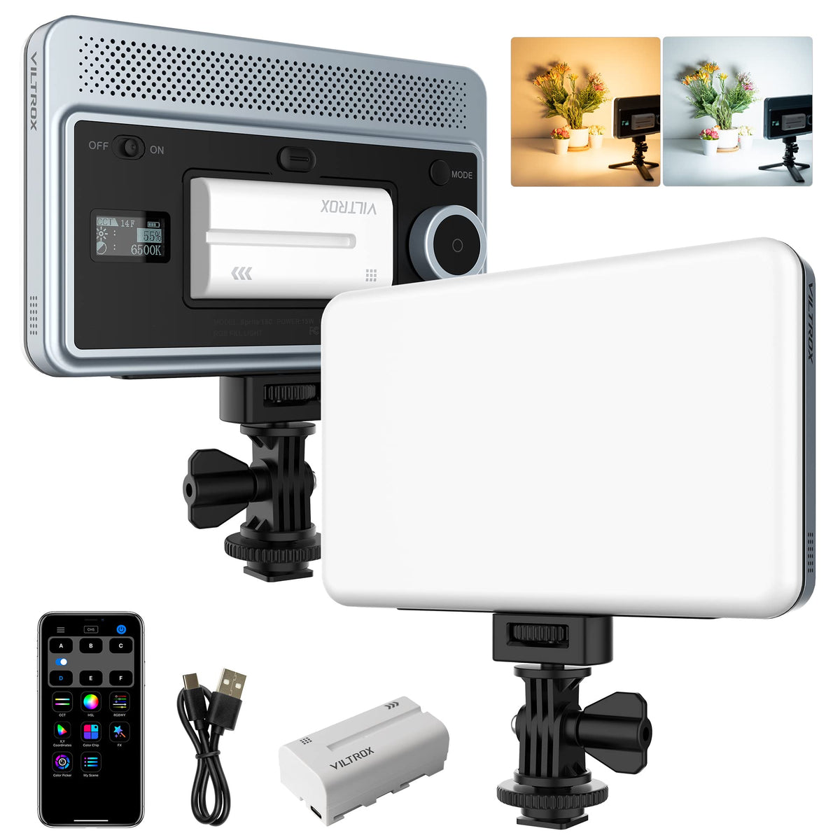 Viltrox 18W Led Video Light, Cri 95+ 2800-6800K On Camera Light Panel For Pictures Video Recording, App Control Soft Key Light D