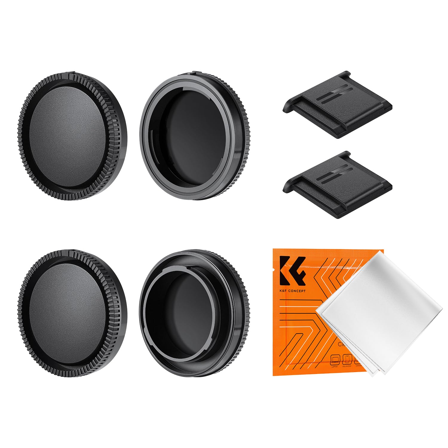 K&F Concept E Mount Body Cap & Rear Lens Cover For Sony Nex E Mount A6700 A6600 A6500 A6400 A6300 A6100 A6000 A5100 A5000 A7C A7