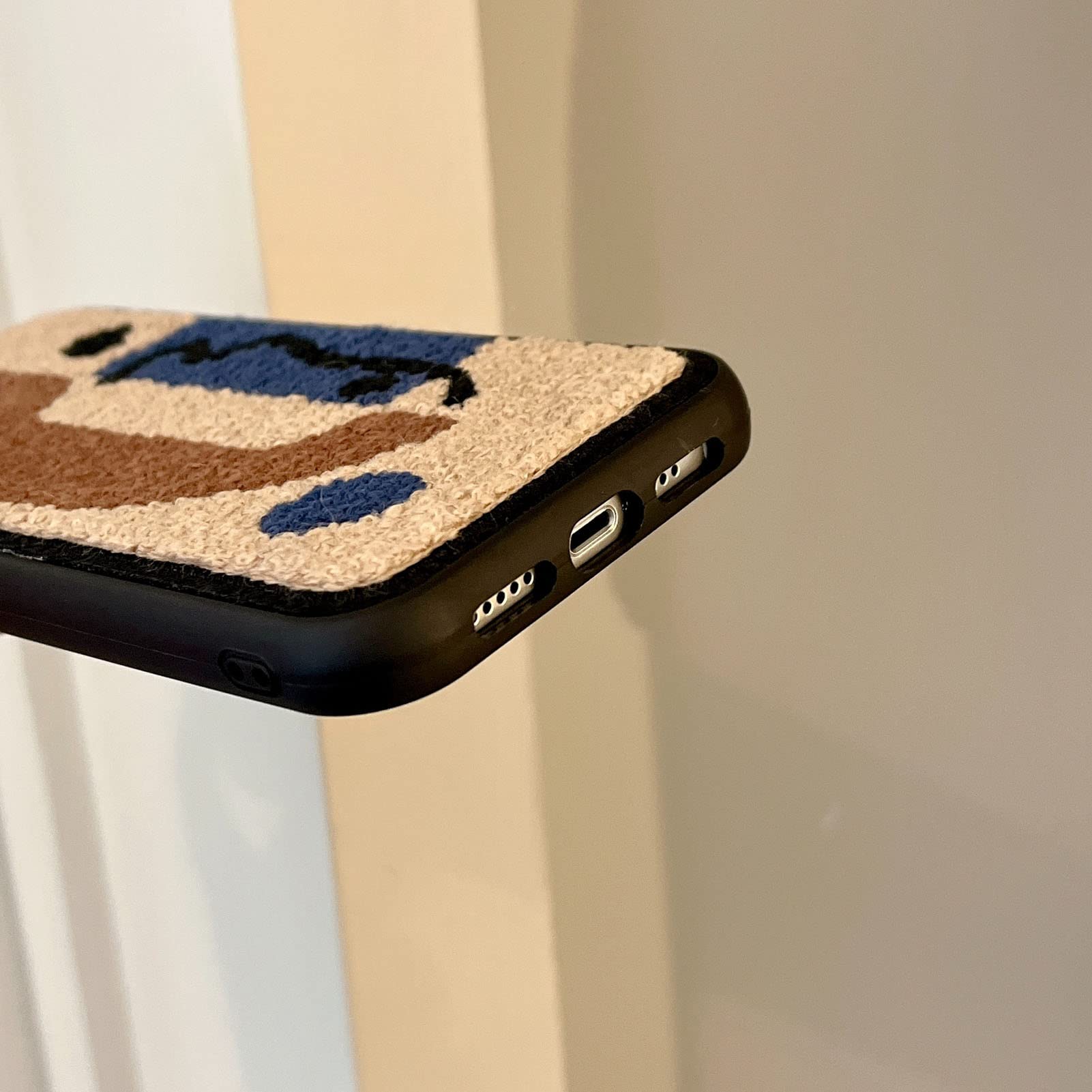 Tewwsdi iPhone 13 Pro Max Fluffy Towel Embroidery Phone Case TPU Brown Geometric 6.7inch