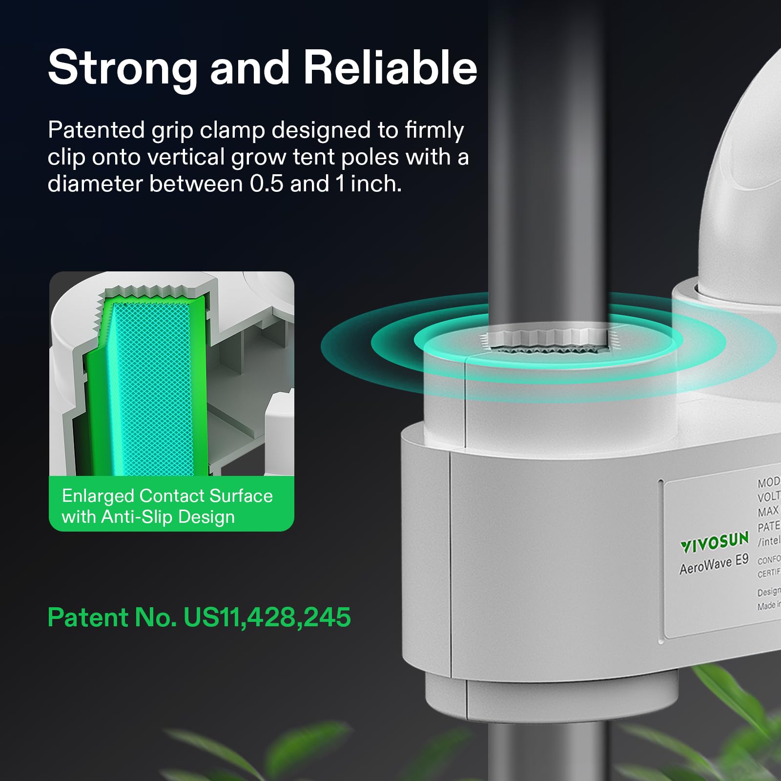 Vivosun Aerowave E9 Grow Tent Fan 9'', Ec Motor, Wifi Controllable, Us Patented Auto Oscillating Clip Fan, Ip54 Weatherproof, St