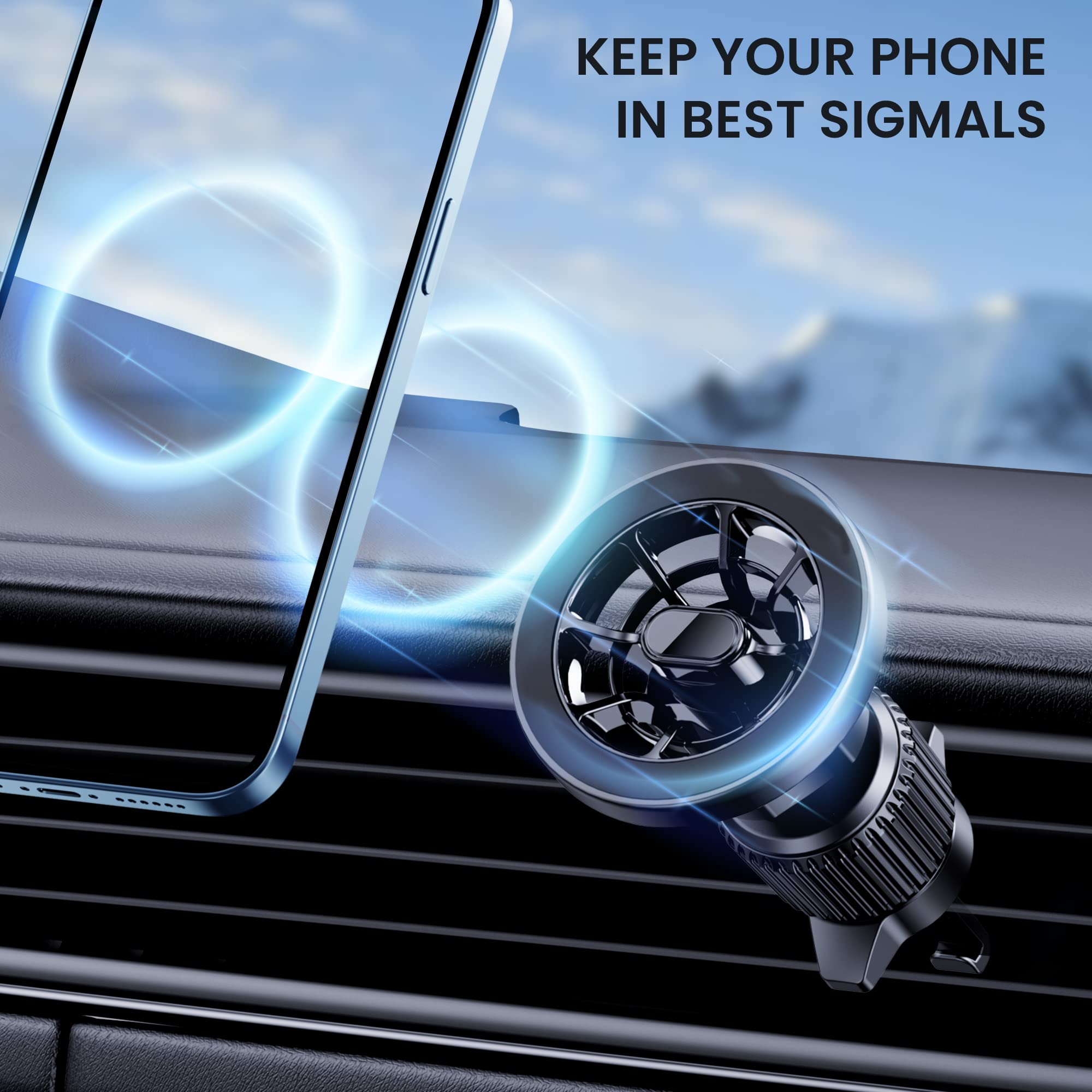 Pgu For Magsafe Car Mount, [Strongest Magnets][Unlimited Angles] Magnetic Phone Holder For Car Vent Cell Phone Holder Car Mount