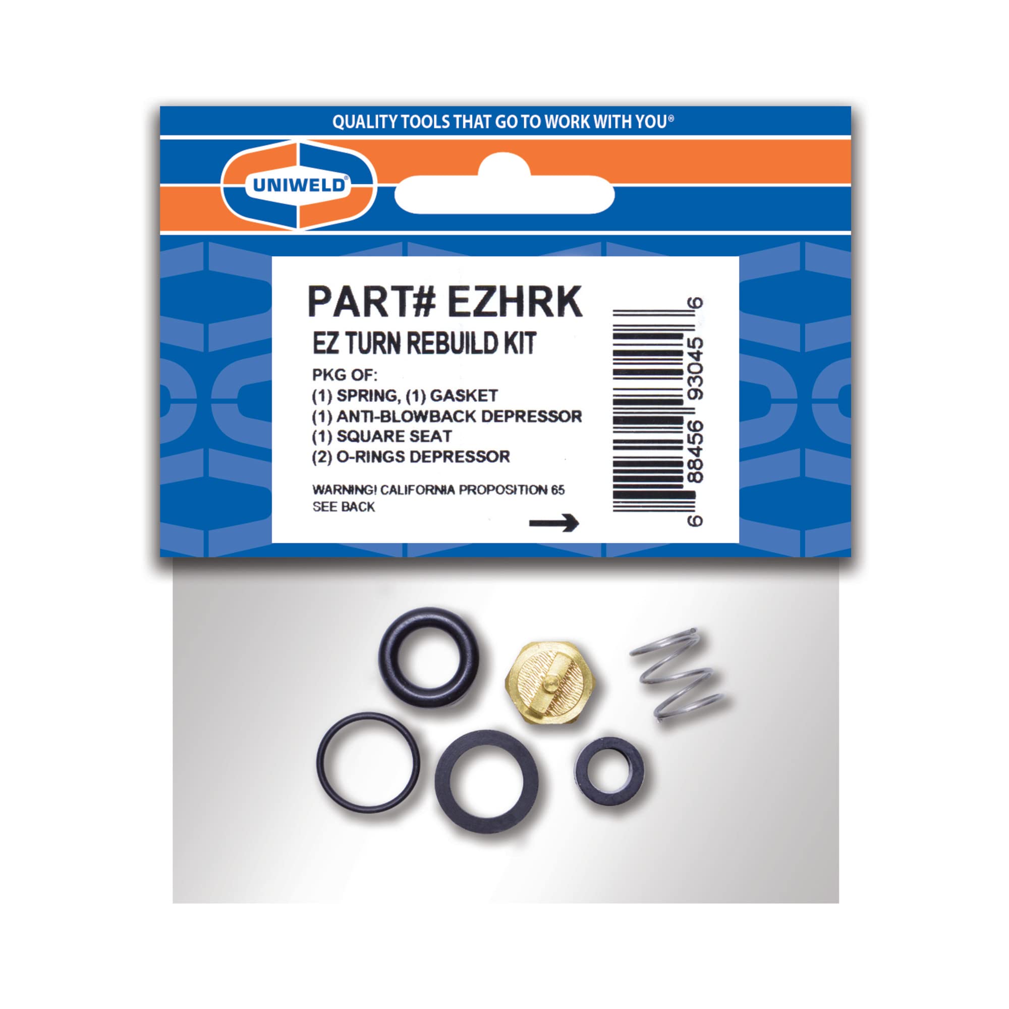 Uniweld Ezhrk Ez Turn Repair Kit, 1 Ea: Spring, Depressor, Square Seat, O Ring, Gasket