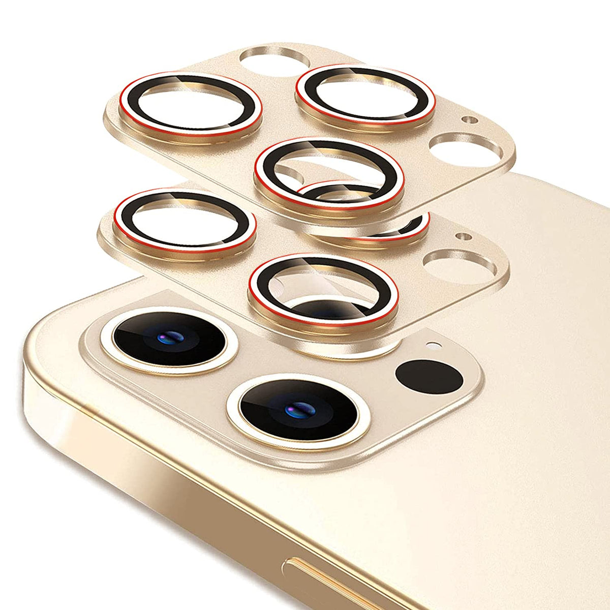 Tamoria [2 Pack] Compatible For Iphone 13 Pro / 13 Pro Max Camera Lens Protector Metal Plus Tempered Glass Camera Cover Support 