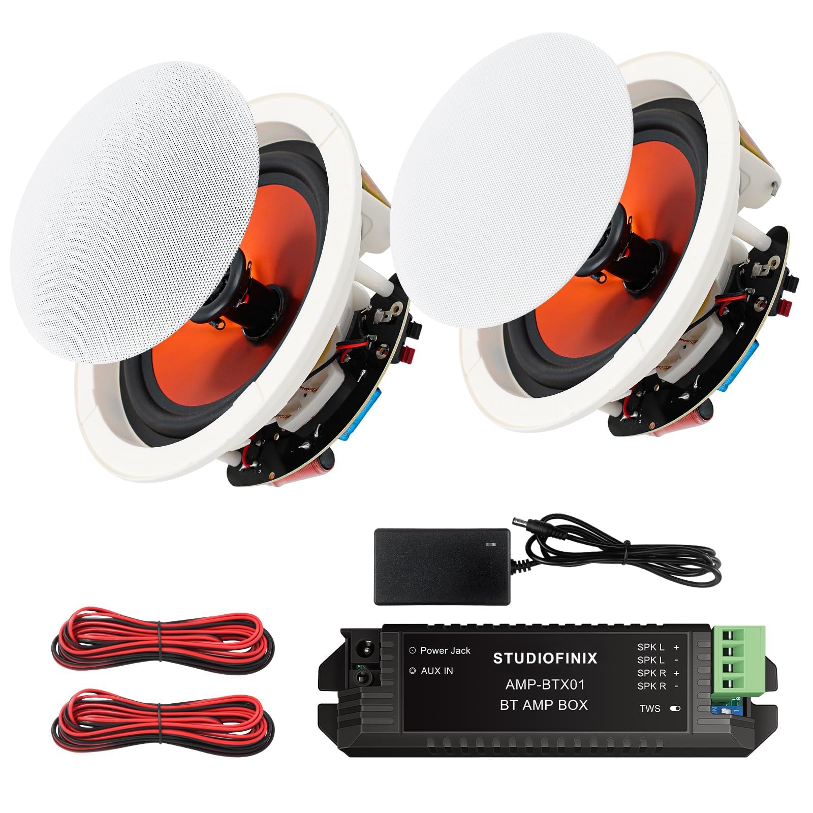 STUDIOFINIX 8Inch Bluetooth Ceiling Speaker with 2Channel Amplifier, 400W Max Power Output Pair  Crisp Clear Sound for Living