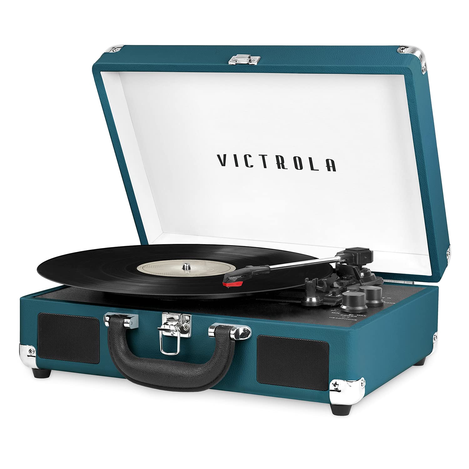 Victrola Vintage 3 Speed Bluetooth Portable Suitcase Record Player With Built In Speakers | Upgraded Turntable Audio Sound | Blu