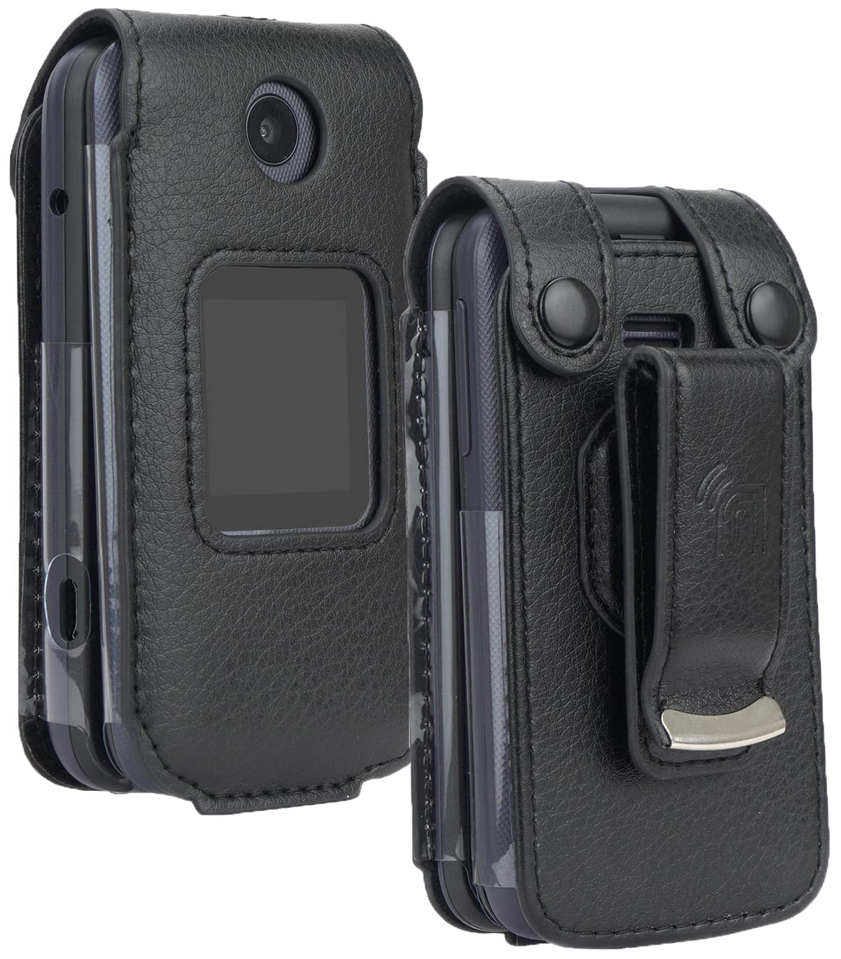 Case For Alcatel Go Flip 4 / Tcl Flip Pro/Tcl Classic Phone, Nakedcellphone [Black Vegan Leather] Form-Fit Cover With [Built-In 