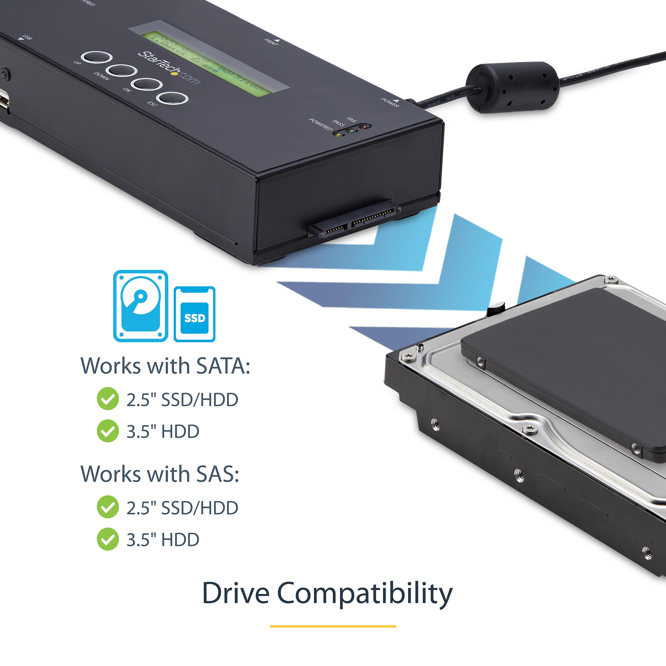 1:1 Standalone Hard Drive Duplicator And Eraser For 2.5In / 3.5In Sata & Sas Drives   Hdd/Ssd Cloner & Eraser For Sata/Sas