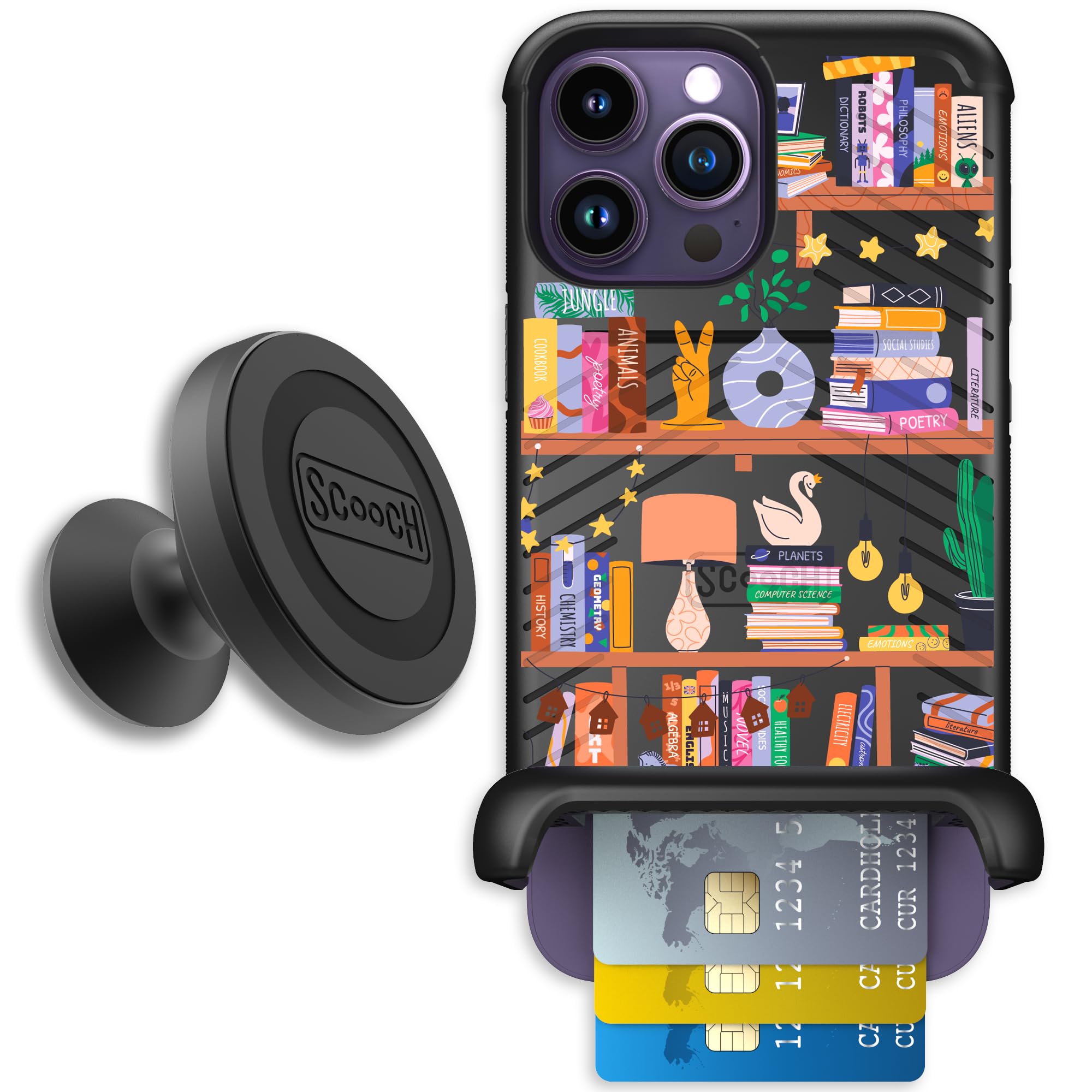 Scooch for iPhone 14 Pro Max Case with Card Holder, Wingmate Wallet Case with Hidden Card Slot and RFID Protection, Starter Bund