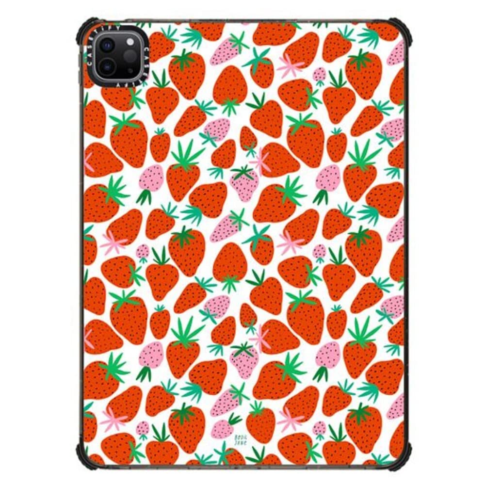 Casetify Impact Case For Ipad Pro 11'' (3Rd/4Th Gen)   Strawberries By Bodil Jane   Clear Black