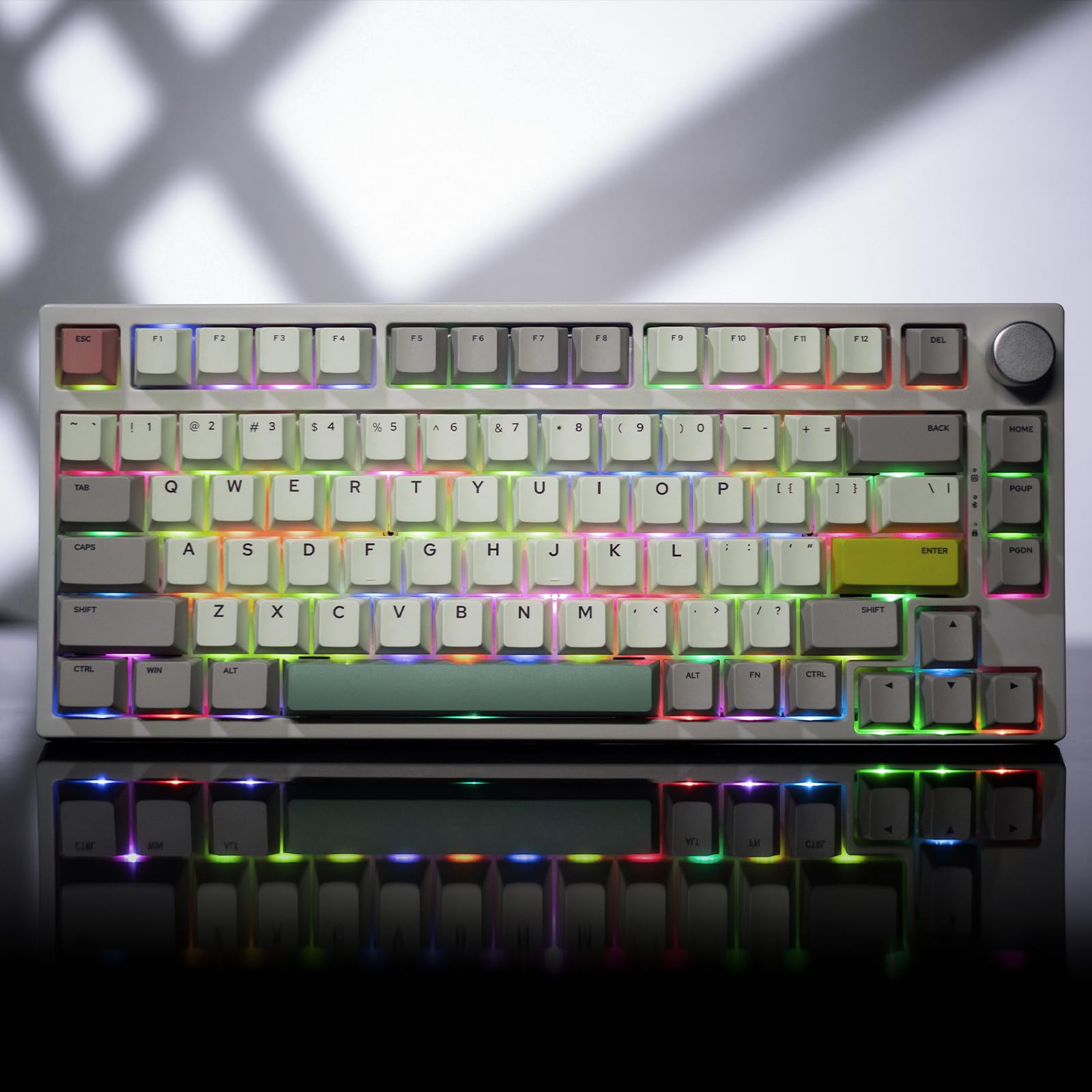 Gk Gamakay Tk75 Se 75% Mechanical Keyboard With Knob Control, Hot Swap Rgb Bluetooth 5.0/2.4Ghz Wireless/Usb C Wired Pbt Cherry